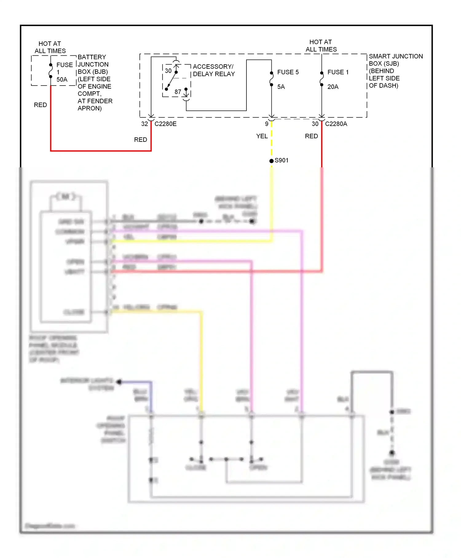 Ford Explorer IV (2005-2010) (behind left kick panel) wiring diagram  (24 of 25)