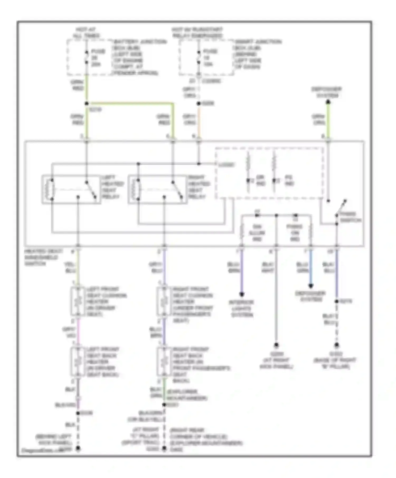 Wiring diagram defogger system for Ford Explorer IV (2005-2010)