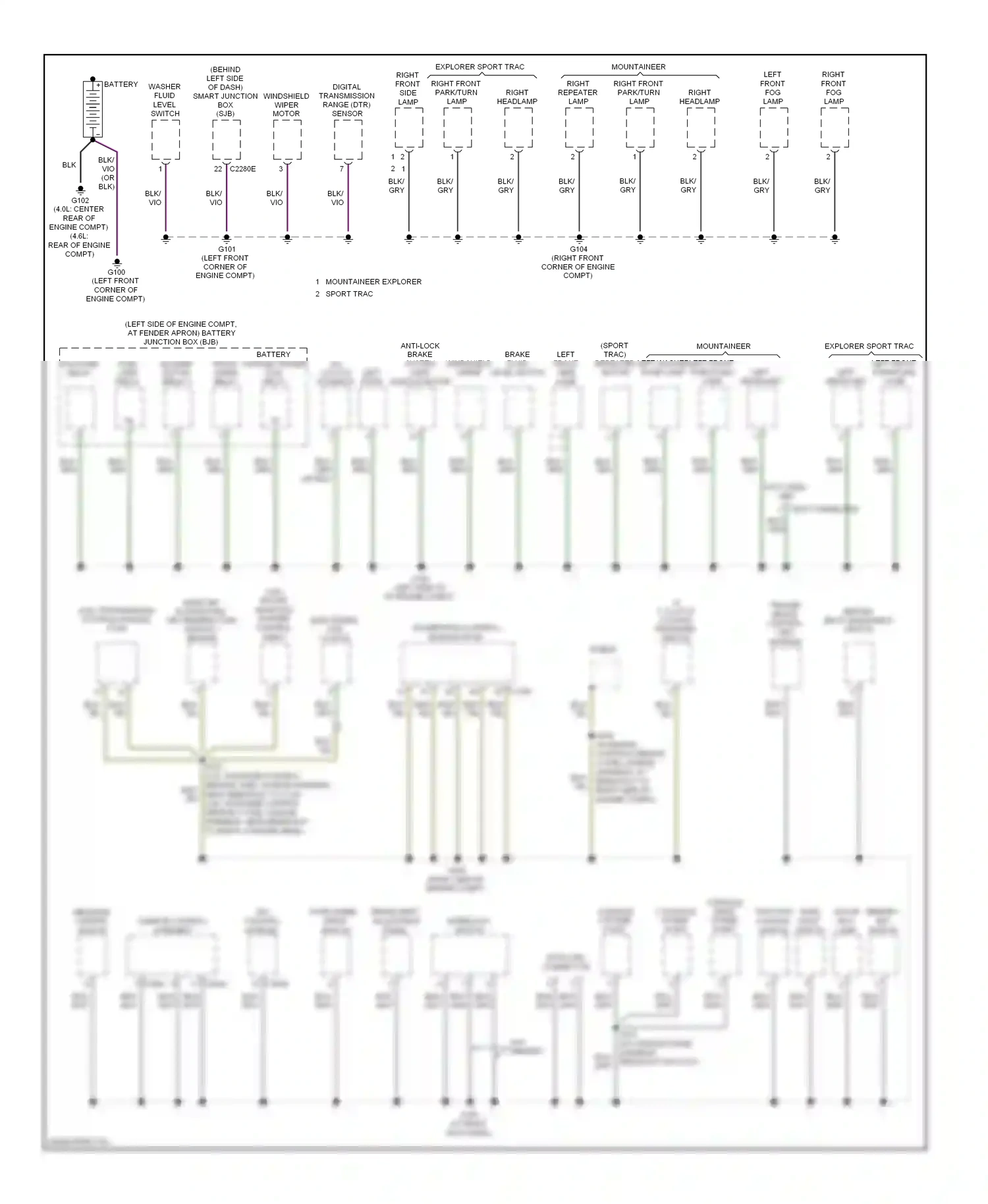 Wiring diagram four wheel drive switch for Ford Explorer IV (2005-2010) (2 of 5)