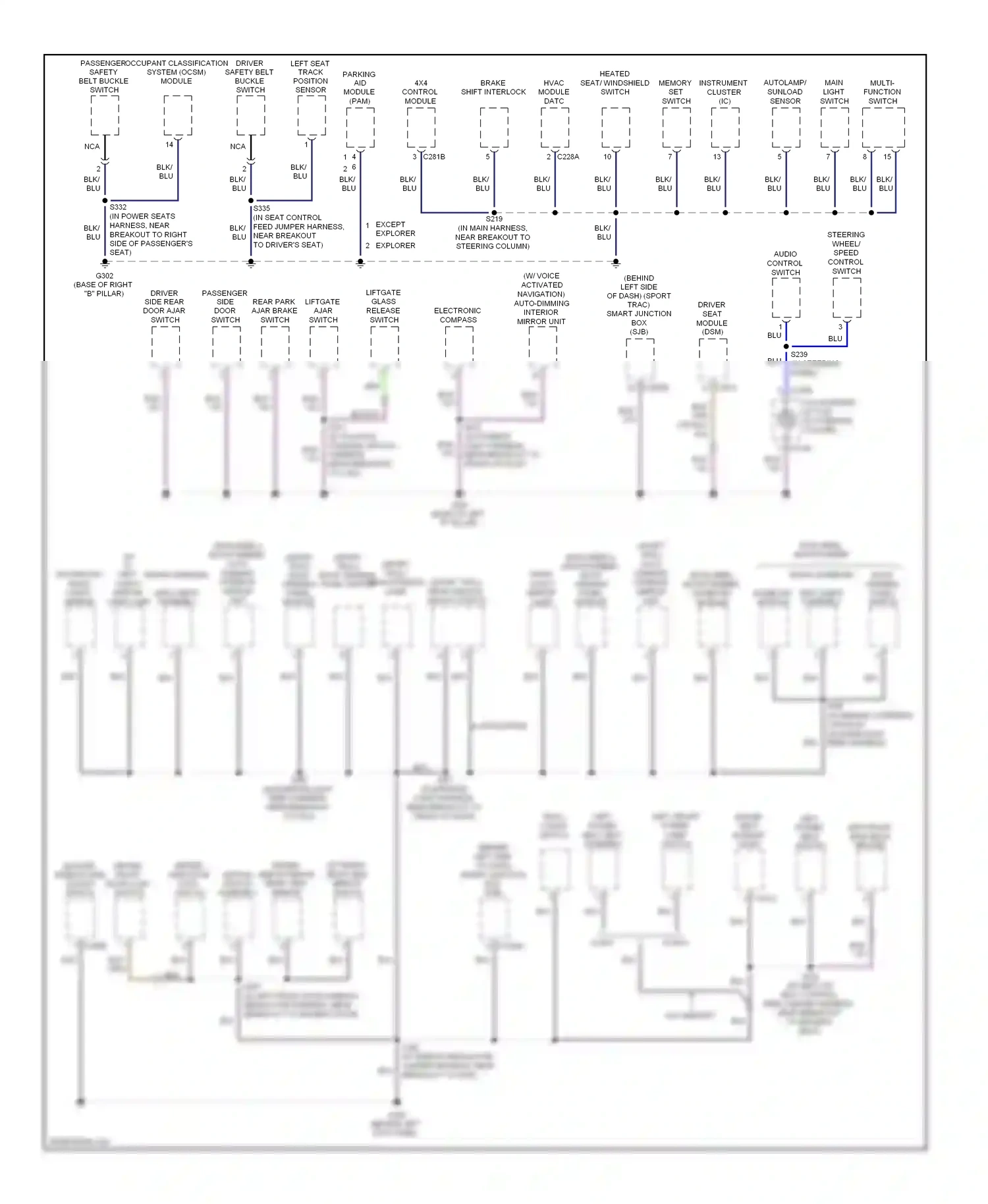 Wiring diagram front interior/ map lamps assembly for Ford Explorer IV (2005-2010) (3 of 3)