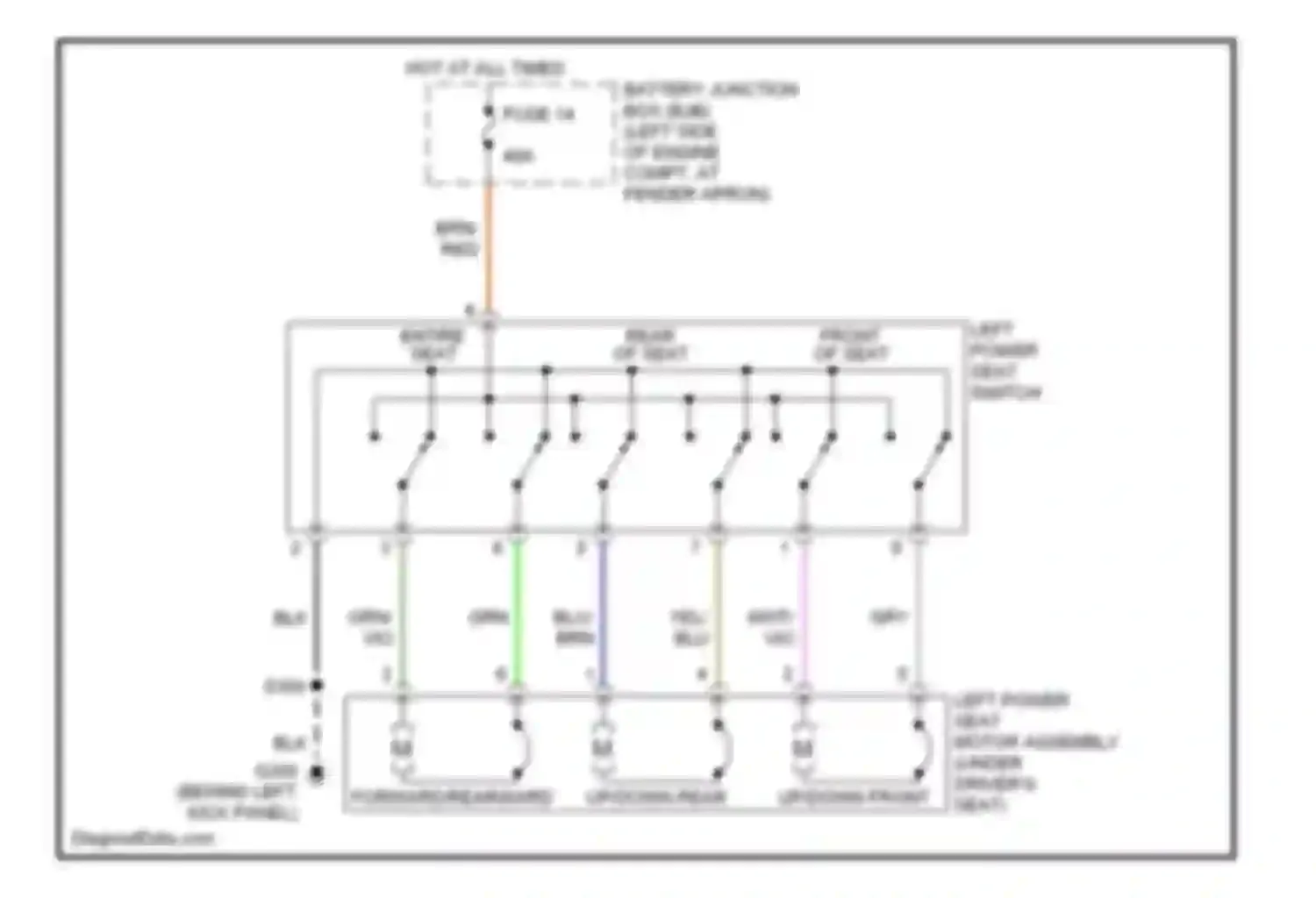 Wiring diagram up/down rear for Ford Explorer IV (2005-2010)