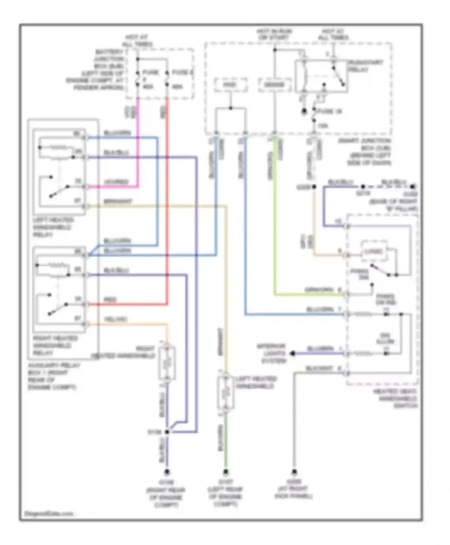 Wiring diagram right heated windshield relay for Ford Explorer IV (2005-2010) (1 of 2)