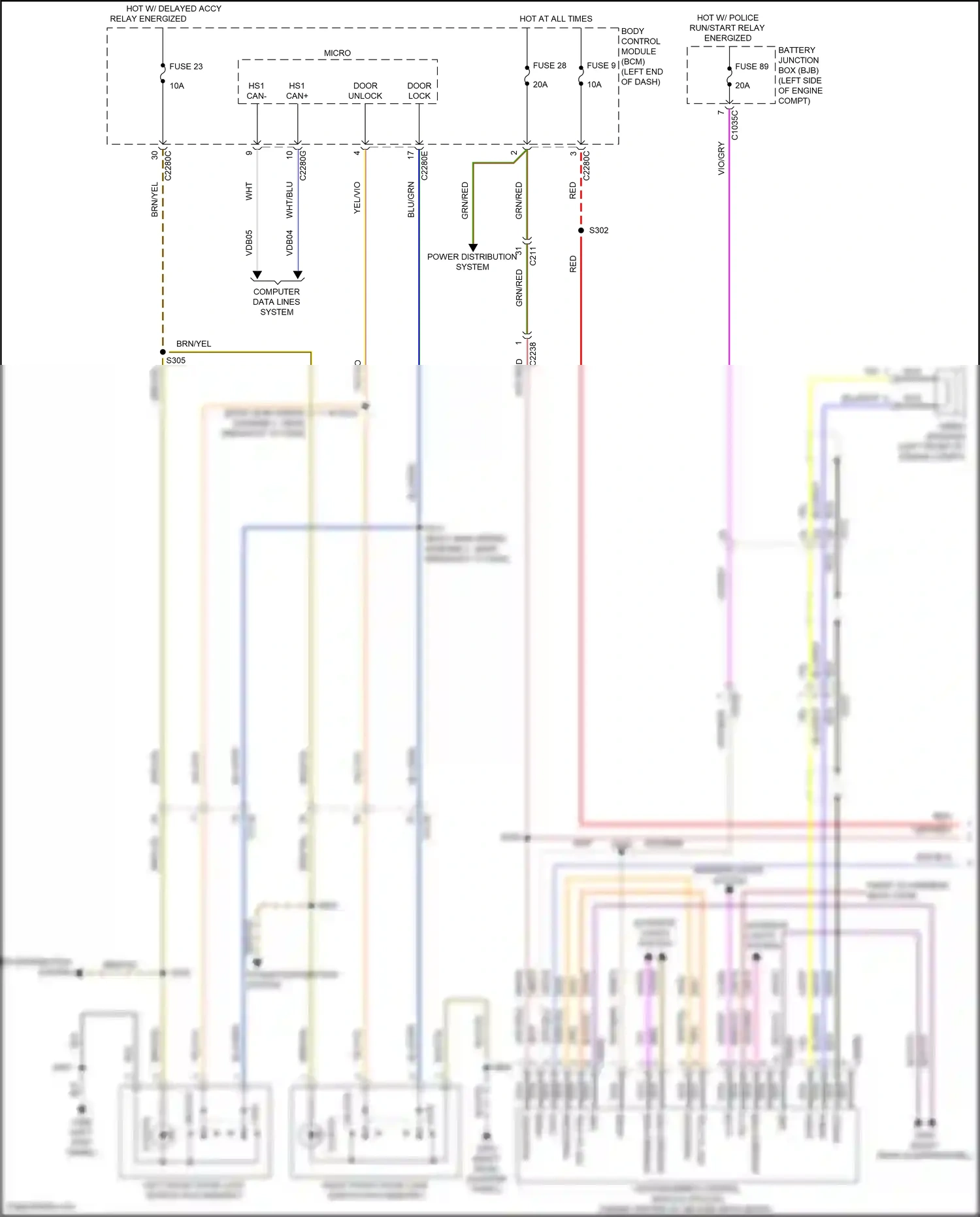 Wiring diagram door lock for Ford Explorer V facelift 2 (2017-2019) (2 of 3)