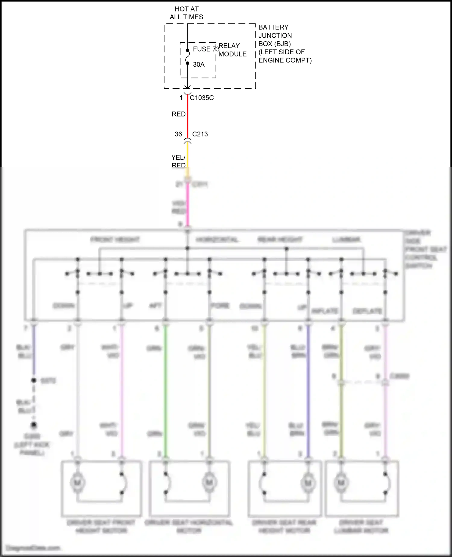 Wiring diagram driver seat front height motor for Ford Explorer V facelift 2 (2017-2019) (3 of 3)