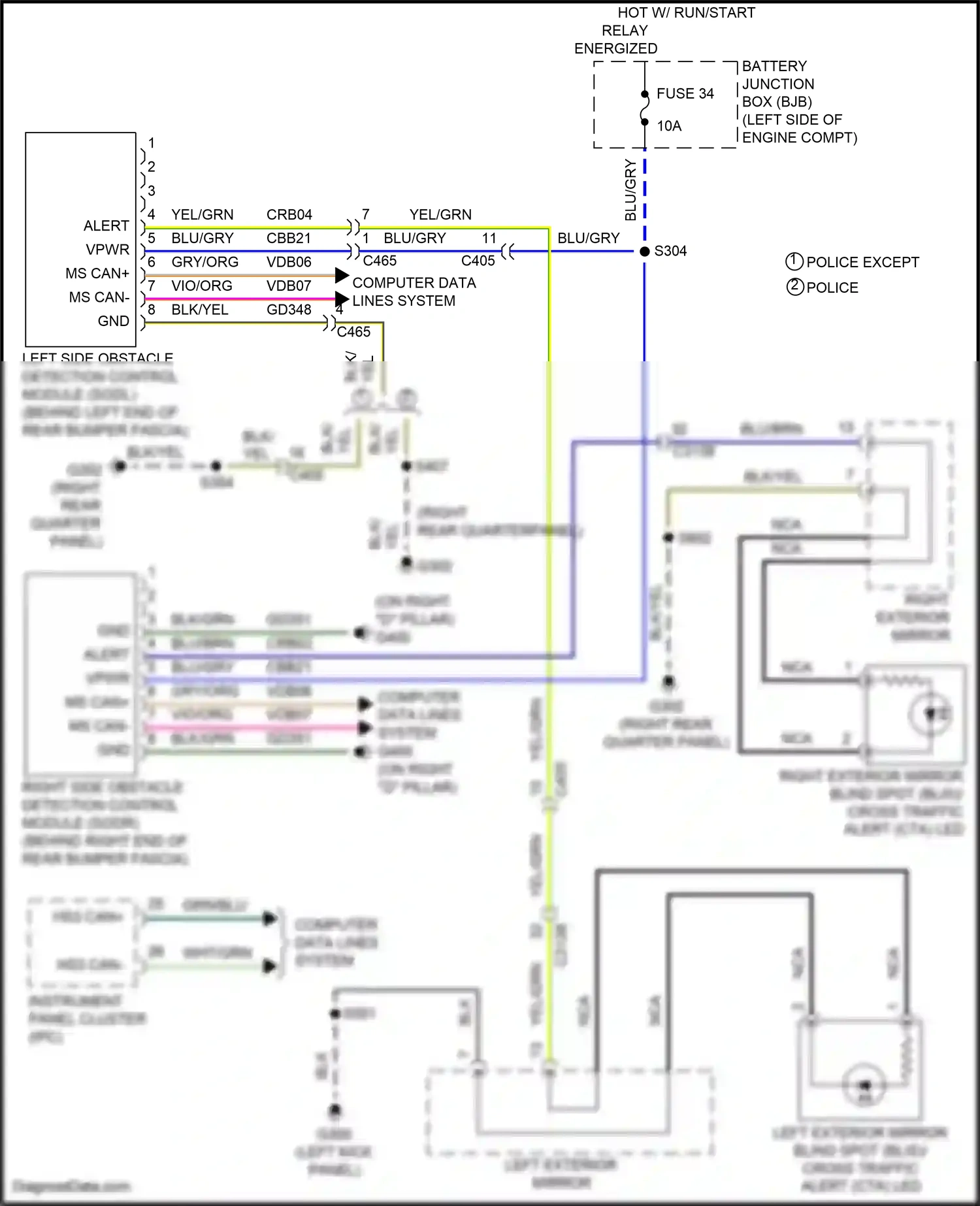 Wiring diagram hot w/ run/start relay energized for Ford Explorer V facelift 2 (2017-2019) (3 of 26)