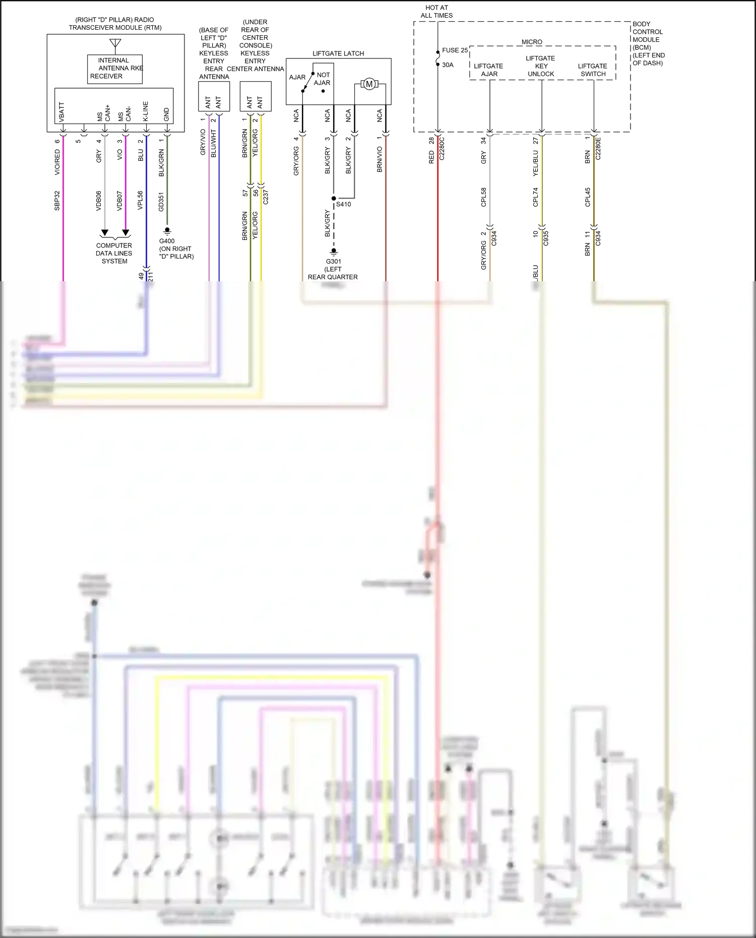 Wiring diagram liftgate key unlock for Ford Explorer V facelift 2 (2017-2019) (1 of 2)