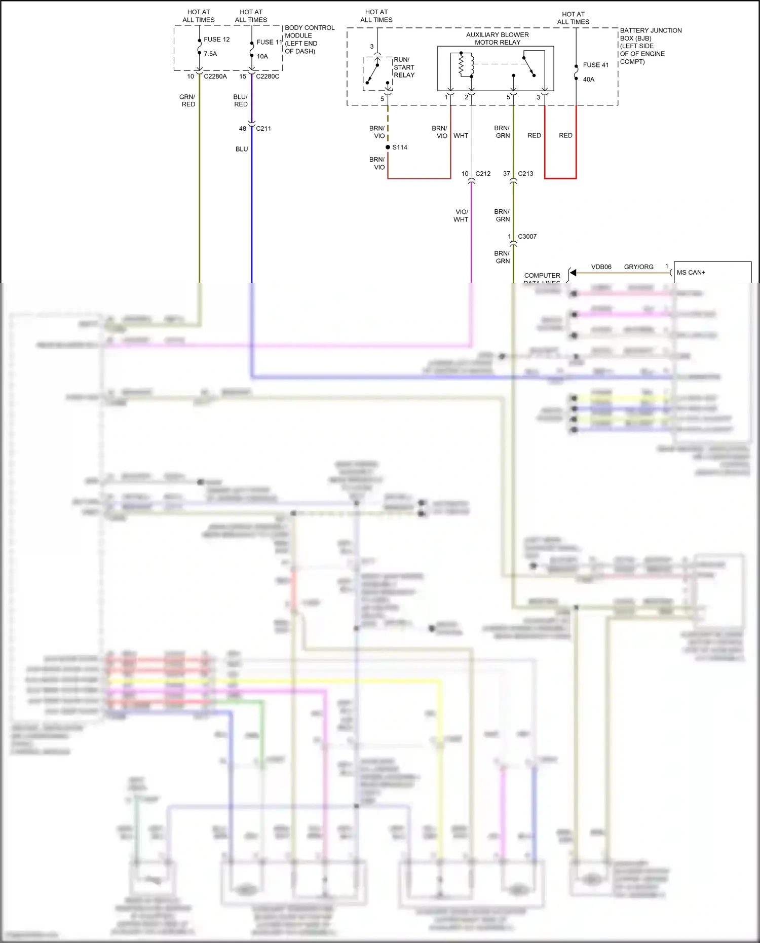 Wiring diagram auxiliary blower motor control for Ford Explorer V facelift (2015-2018) (1 of 2)
