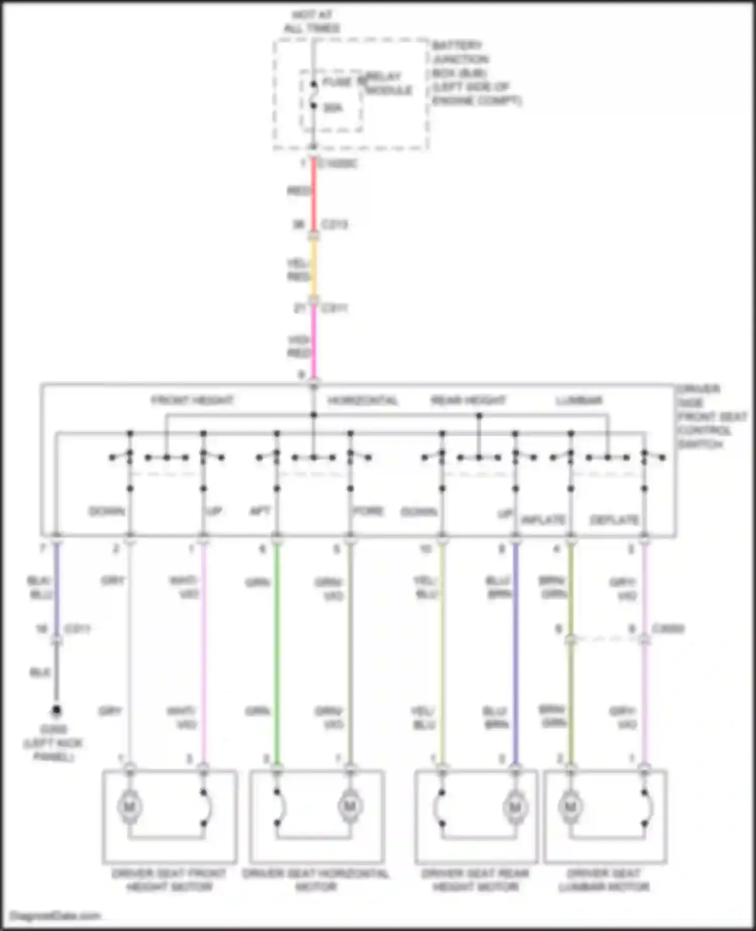 Wiring diagram driver side front seat control switch for Ford Explorer V facelift (2015-2018) (6 of 6)