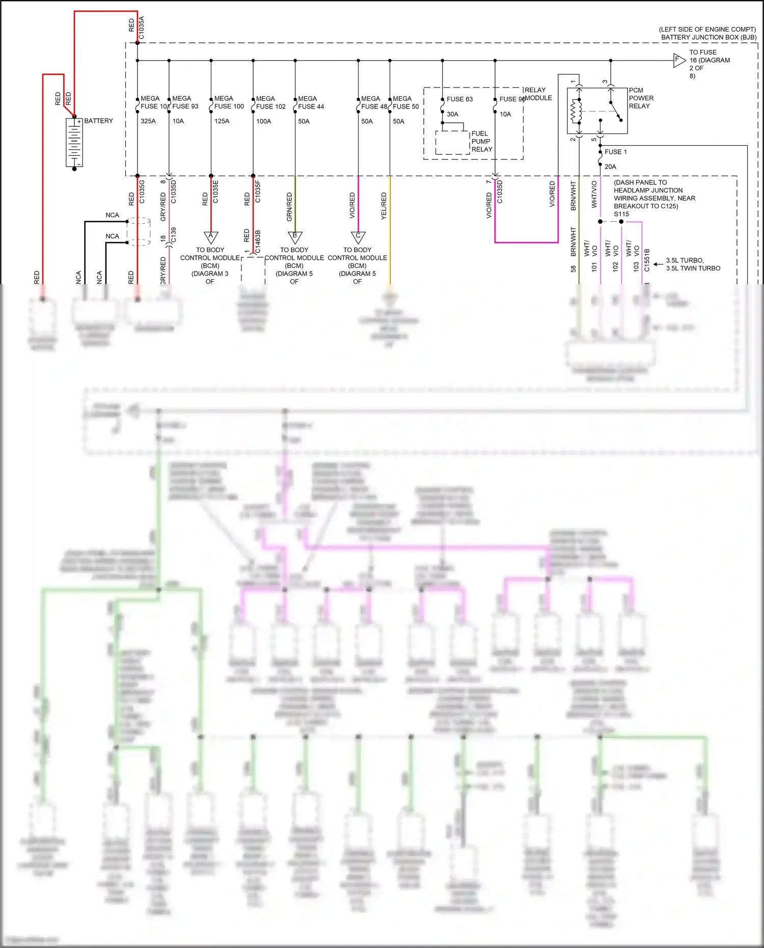 Wiring diagram except 3.5l, 3.7l for Ford Explorer V facelift (2015-2018) (1 of 1)