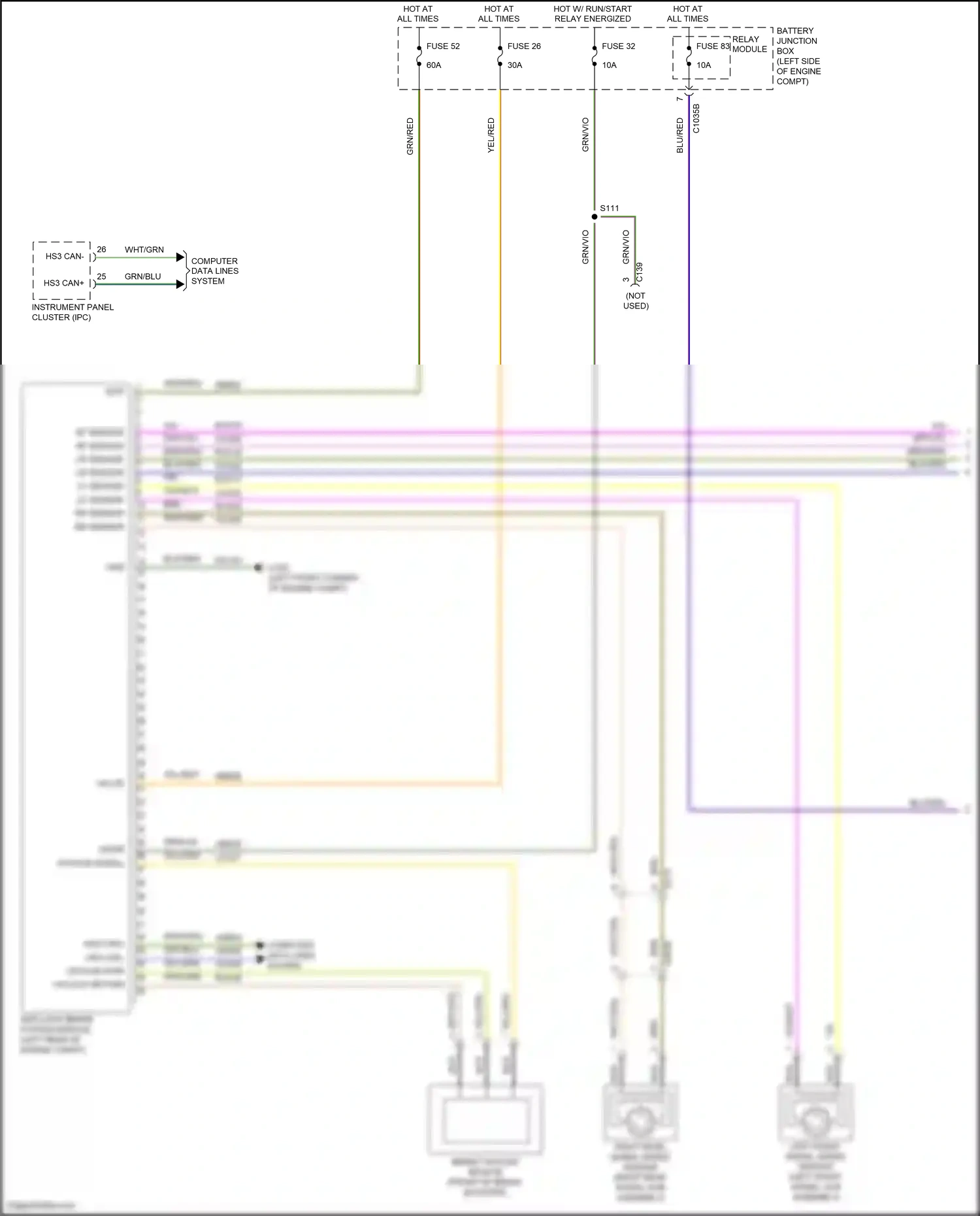 Wiring diagram fuse 52 for Ford Explorer V facelift (2015-2018) (1 of 2)