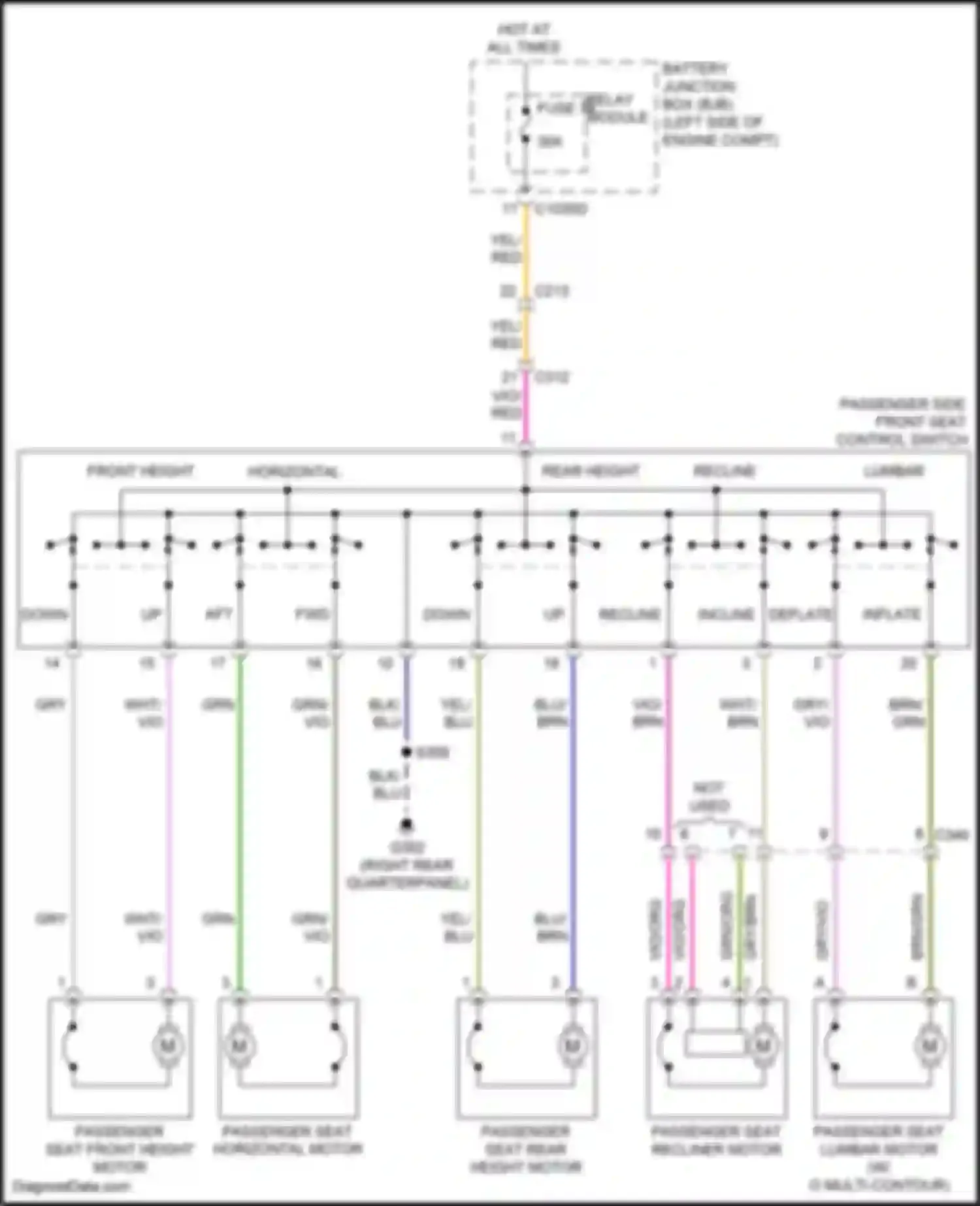 Wiring diagram passenger side front seat control switch for Ford Explorer V facelift (2015-2018) (4 of 5)