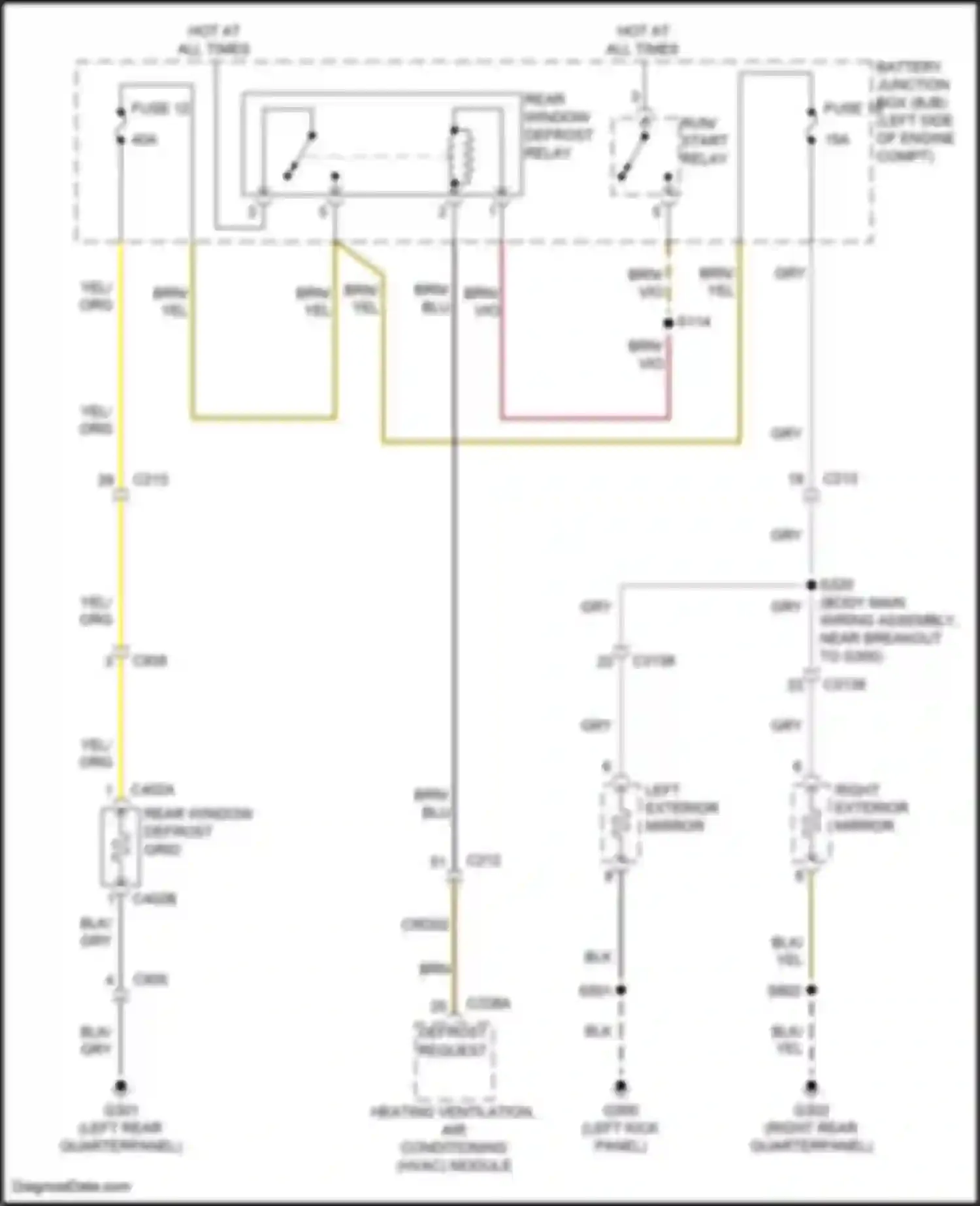 Wiring diagram rear window defrost relay for Ford Explorer V facelift (2015-2018) (1 of 3)