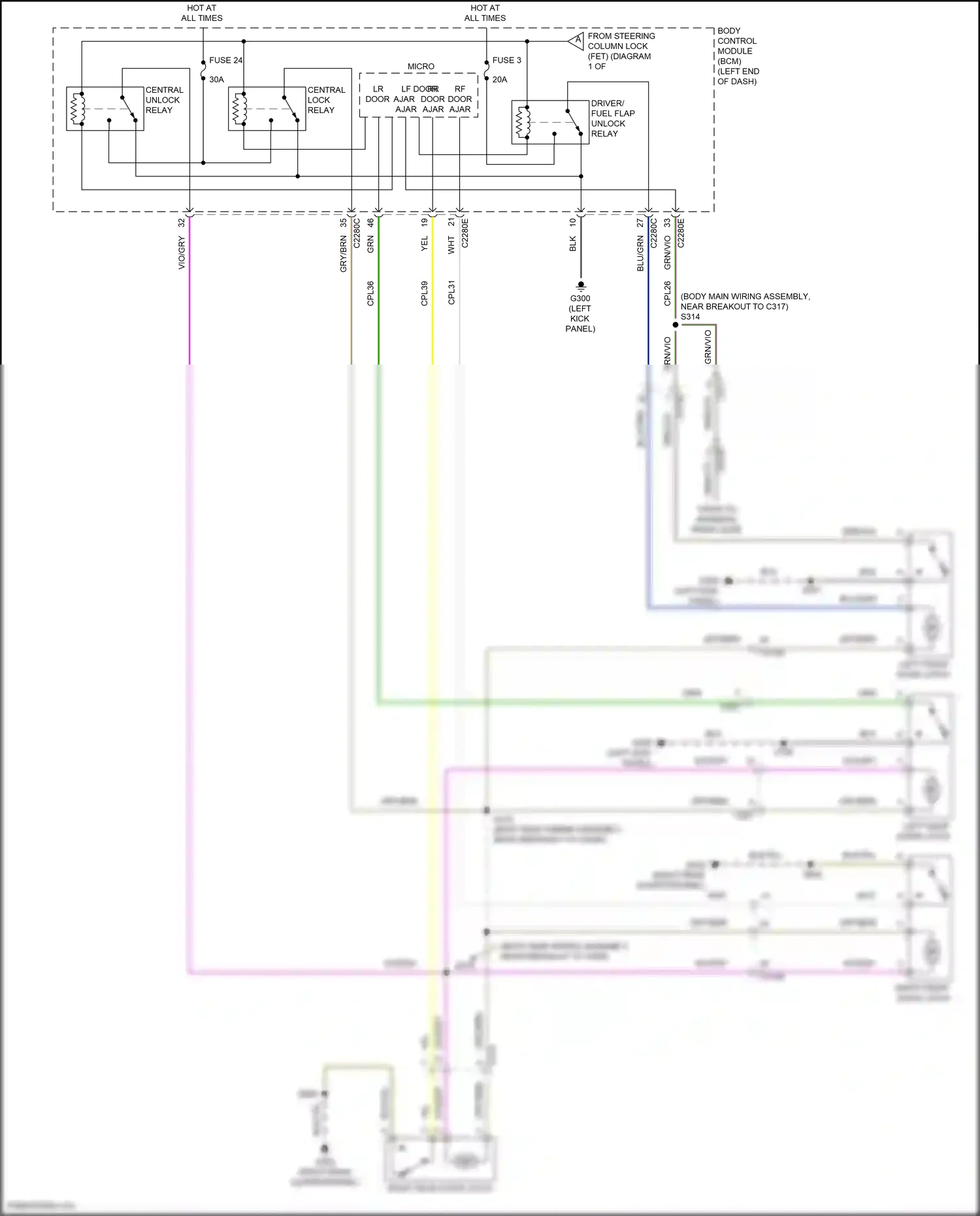 Wiring diagram right front door latch for Ford Explorer V facelift (2015-2018) (3 of 6)