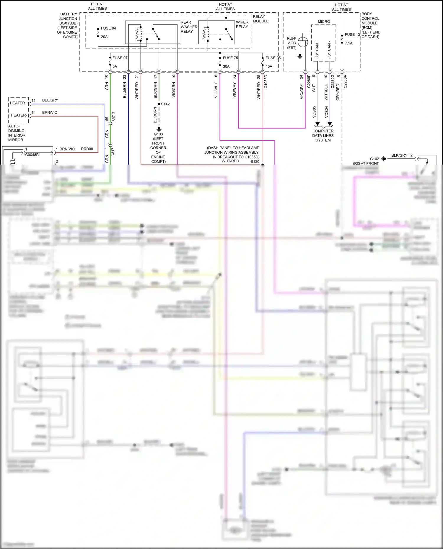 Wiring diagram windshield washer pump motor for Ford Explorer V facelift (2015-2018) (1 of 1)