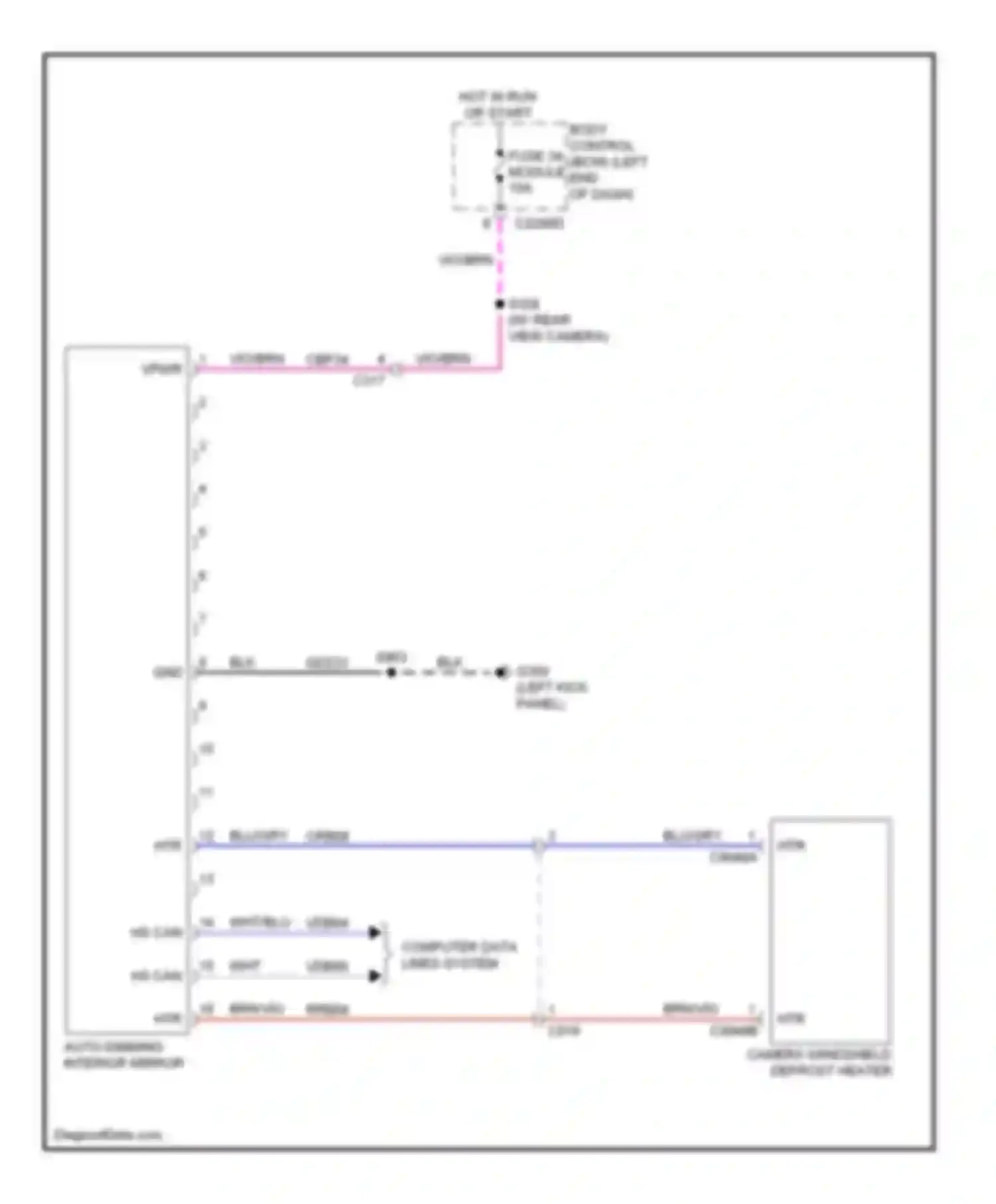 Explorer Ford V (2010-2015): Electrochromic mirror circuit, with lane departure warning