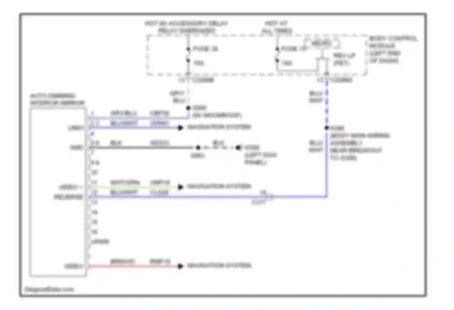 Explorer Ford V (2010-2015): Electrochromic mirror circuit, without lane departure warning