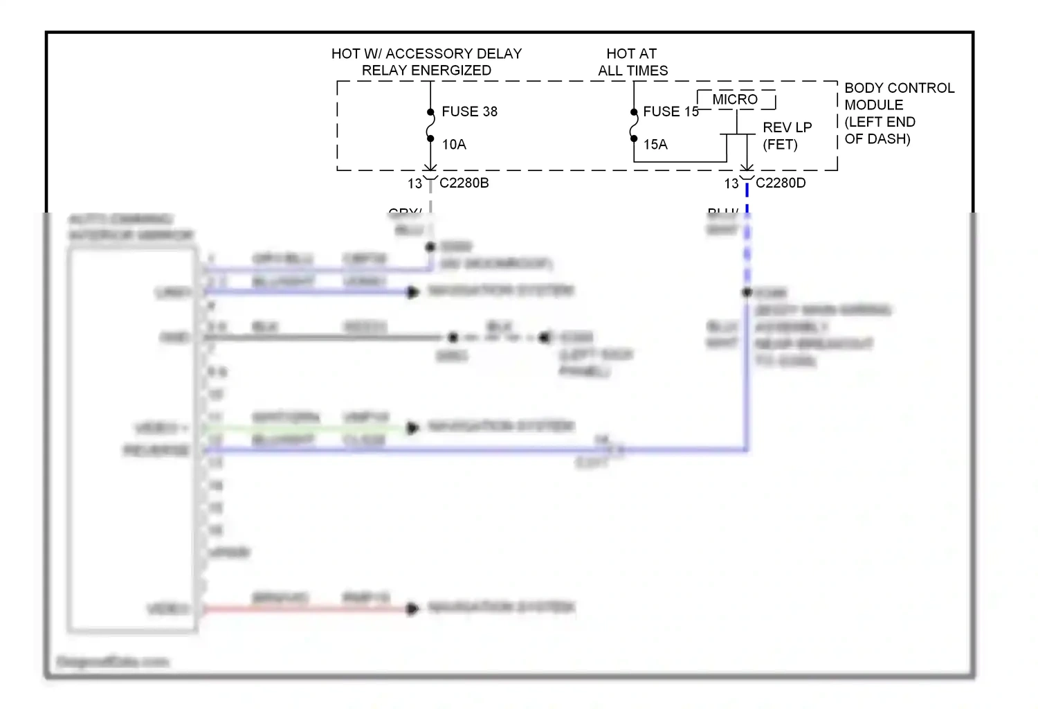 Wiring diagram auto dimming interior mirror for Ford Explorer V (2010-2015) (3 of 5)