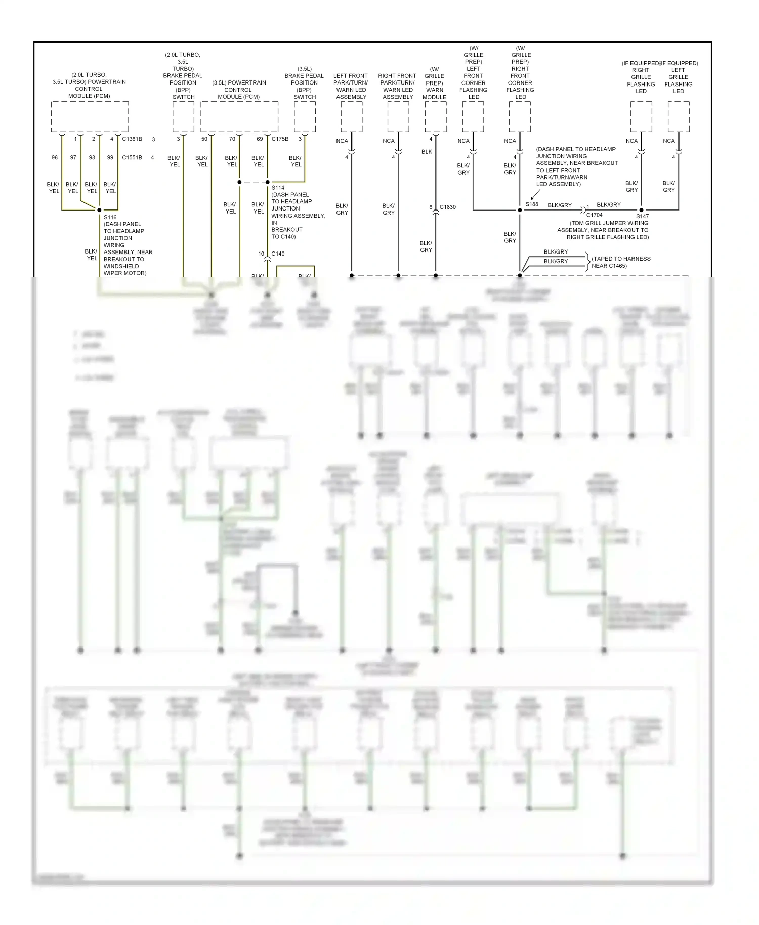 Ford Explorer V (2010-2015) brake windshield fluid wiper level motor switch wiring diagram  (1 of 1)