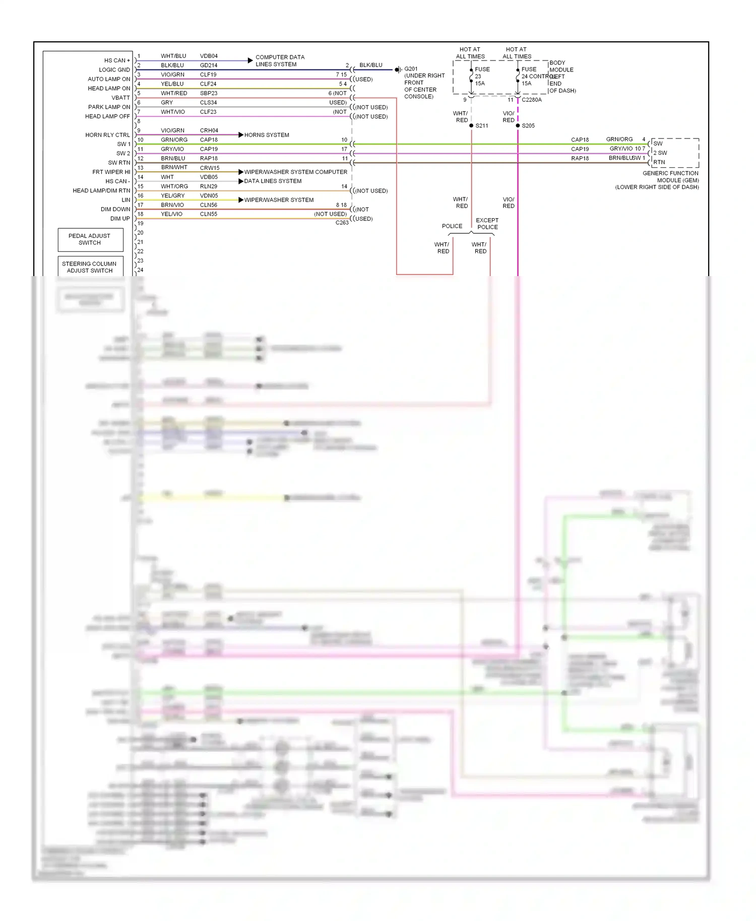 Wiring diagram telescope motor for Ford Explorer V (2010-2015) (2 of 2)
