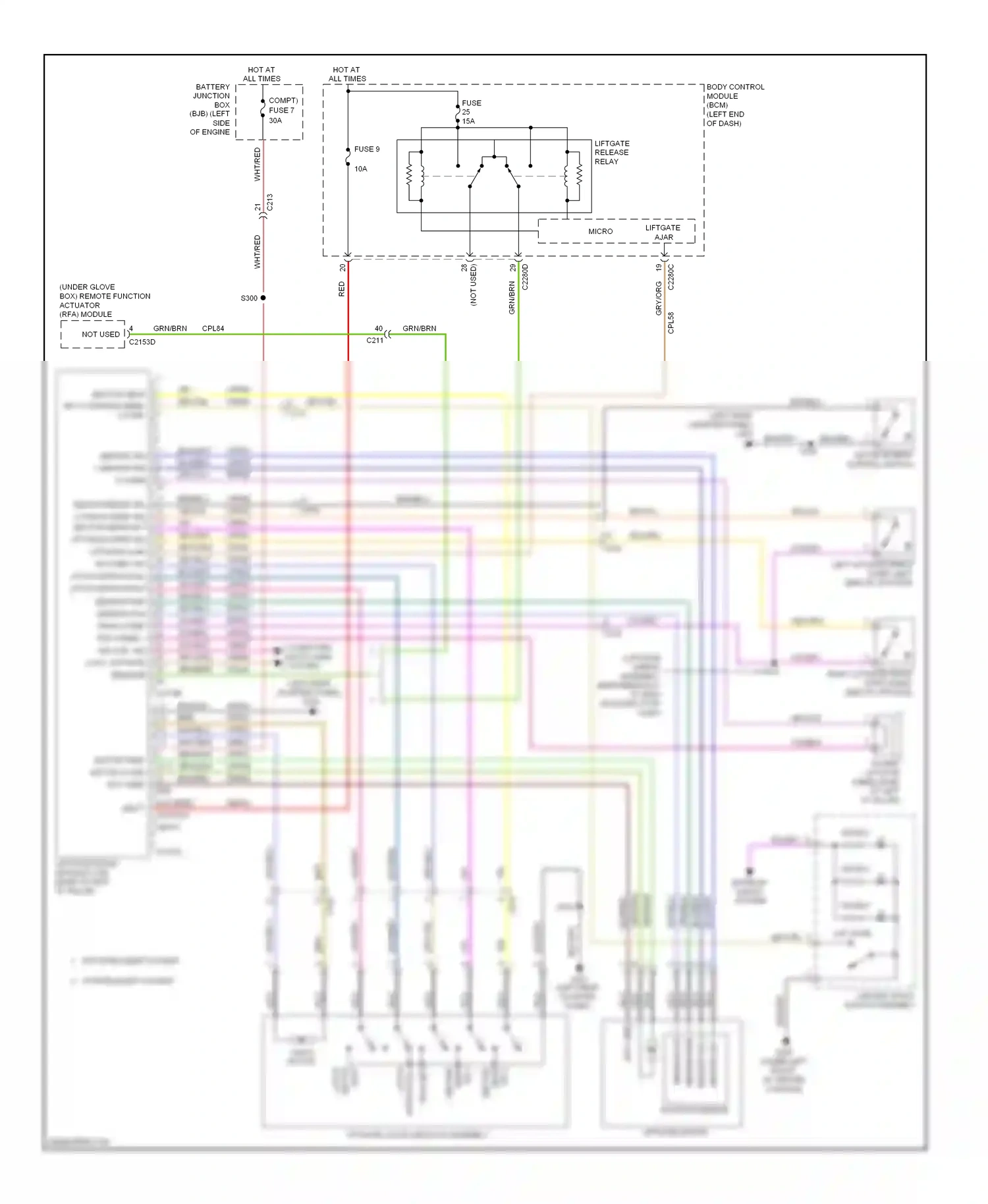 Ford Explorer V (2010-2015) (under glove box) remote function actuator (rfa) module wiring diagram  (1 of 1)
