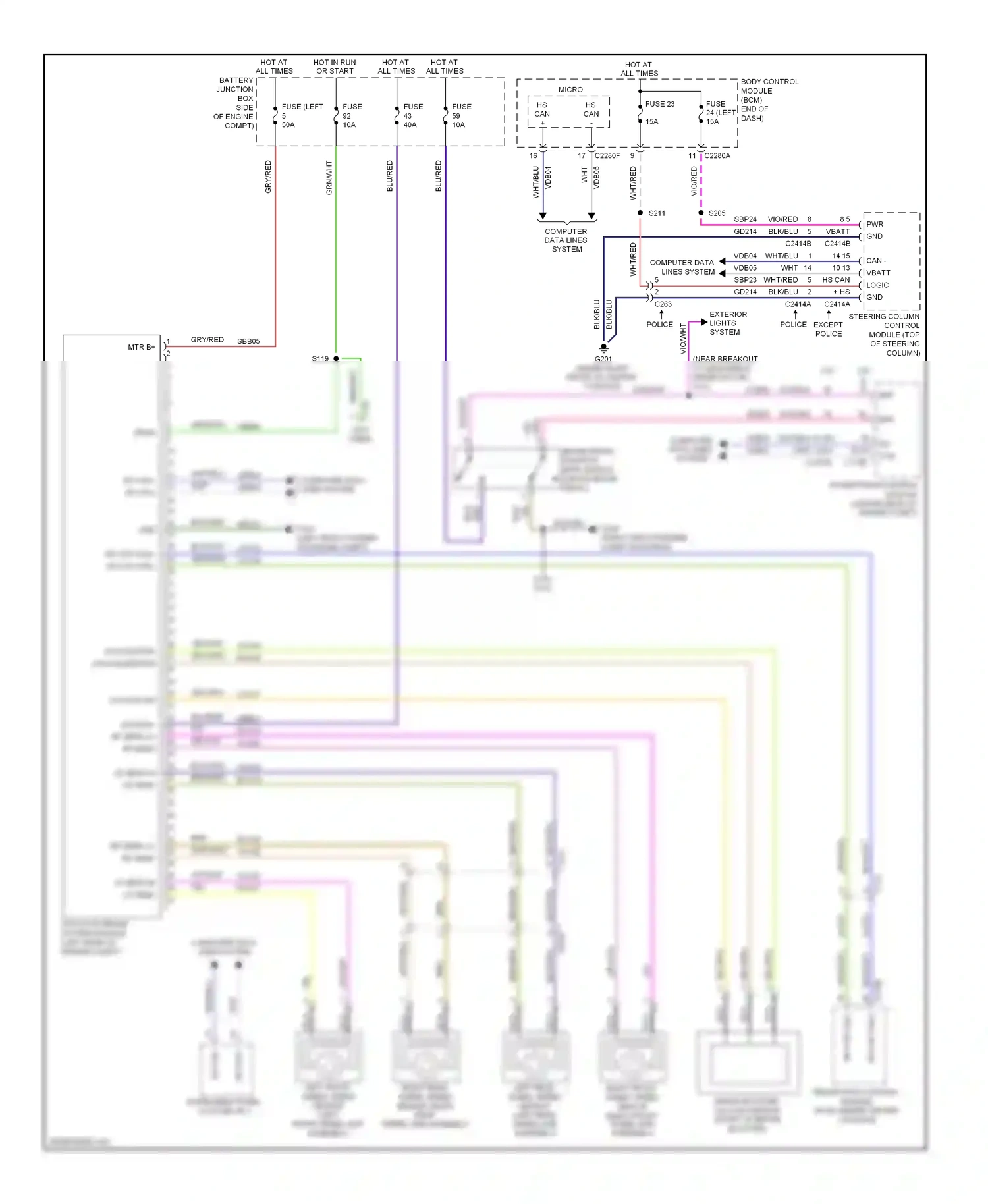 Wiring diagram wht/blu for Ford Explorer V (2010-2015) (1 of 64)