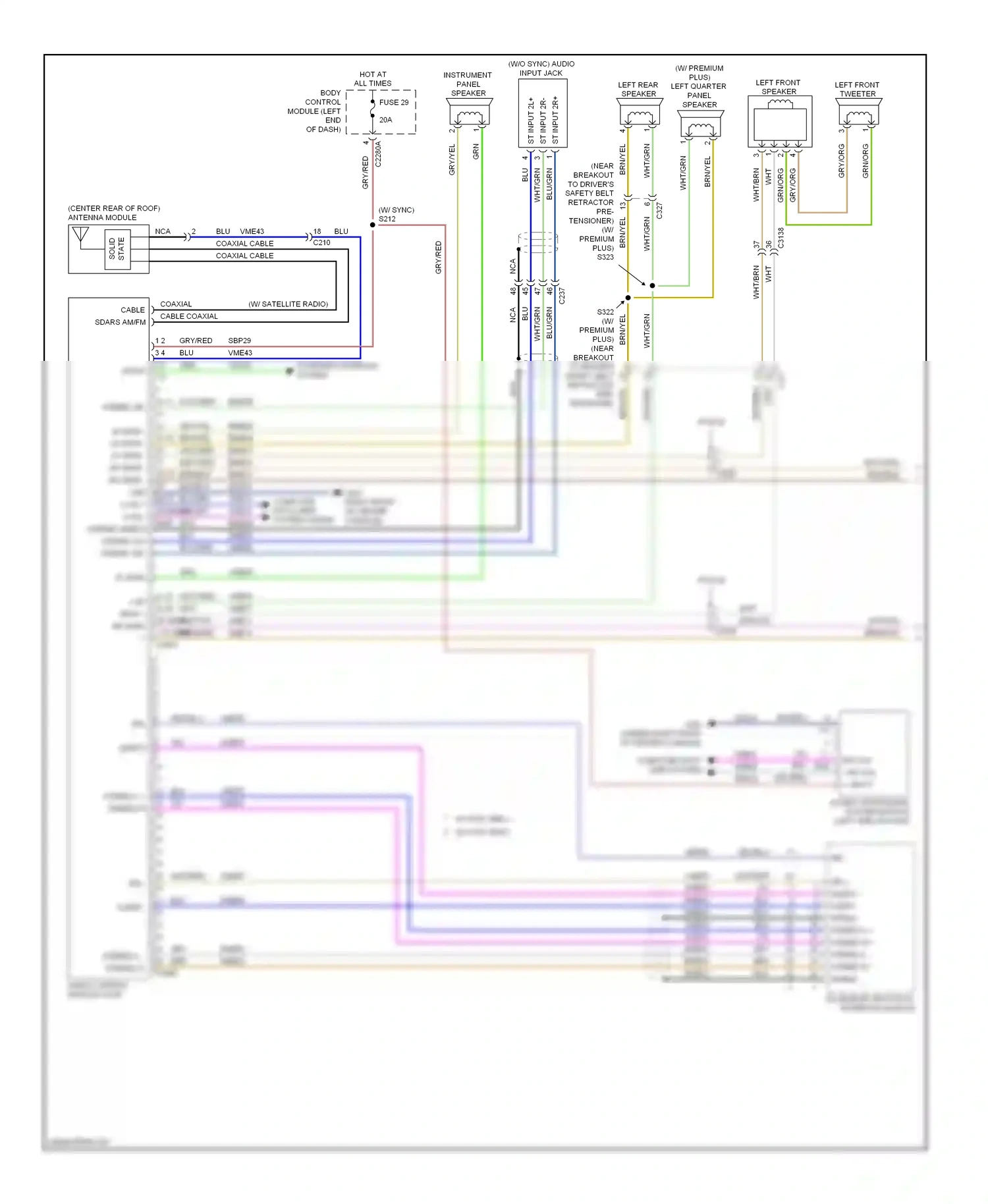 Ford Explorer V (2010-2015) (w/o sync) audio input jack wiring diagram  (1 of 2)