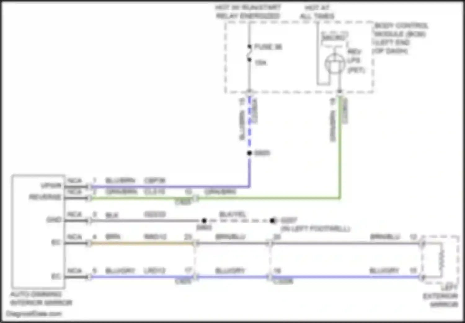 Explorer Ford VI facelift (2022-2024): Electrochromic mirror circuit, except police