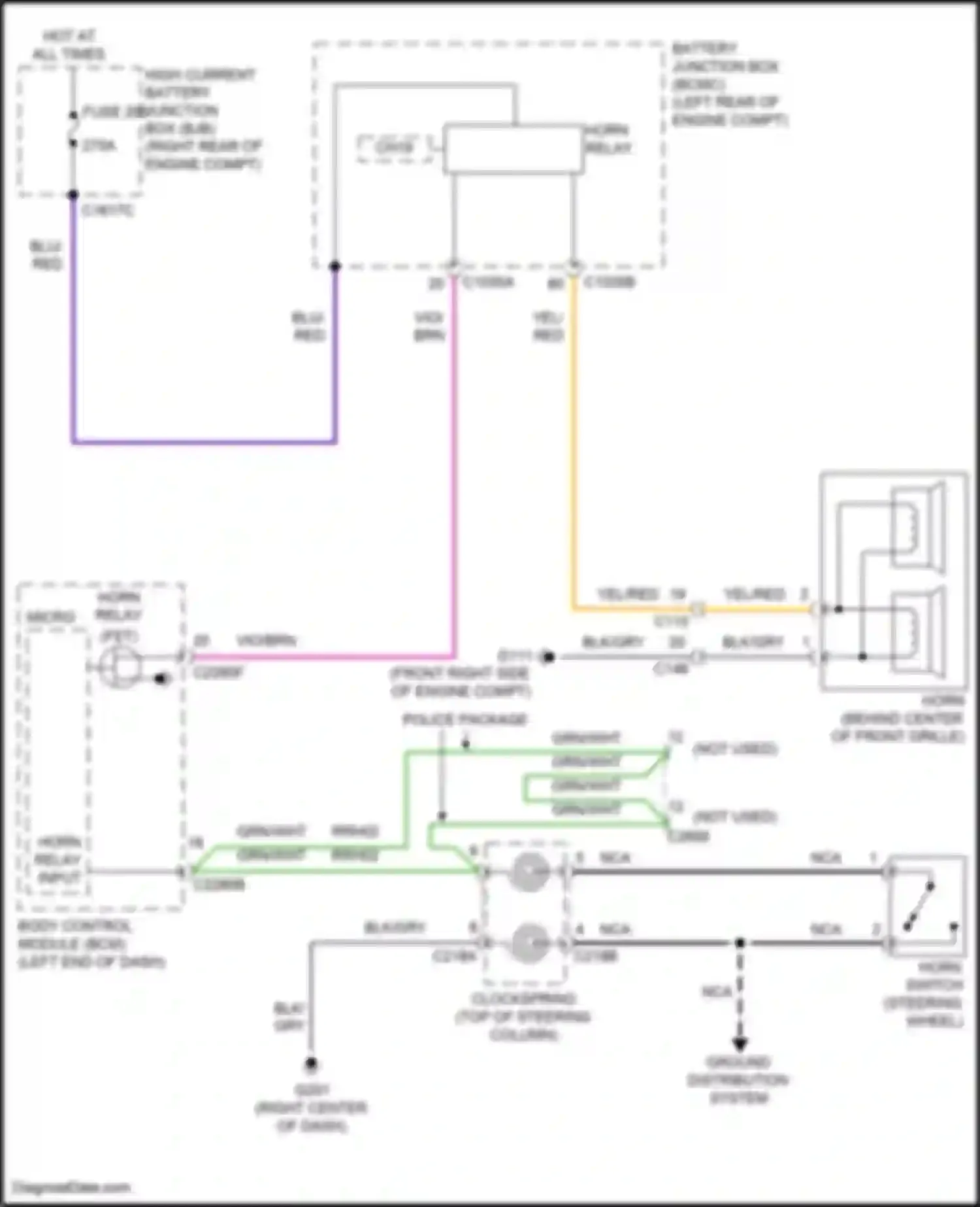 Wiring diagram horn switch for Ford Explorer VI facelift (2022-2024) (2 of 2)