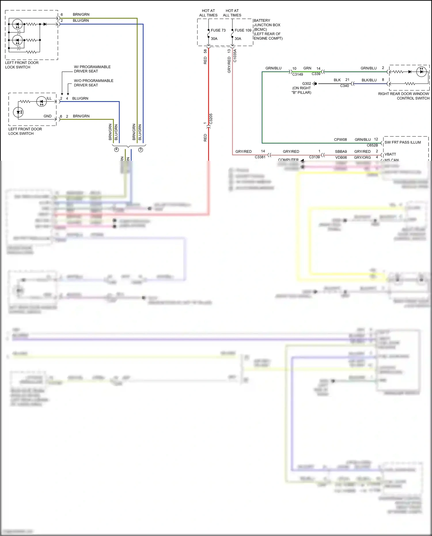 Ford Explorer VI facelift (2022-2024) left rear door window control switch wiring diagram  (2 of 4)