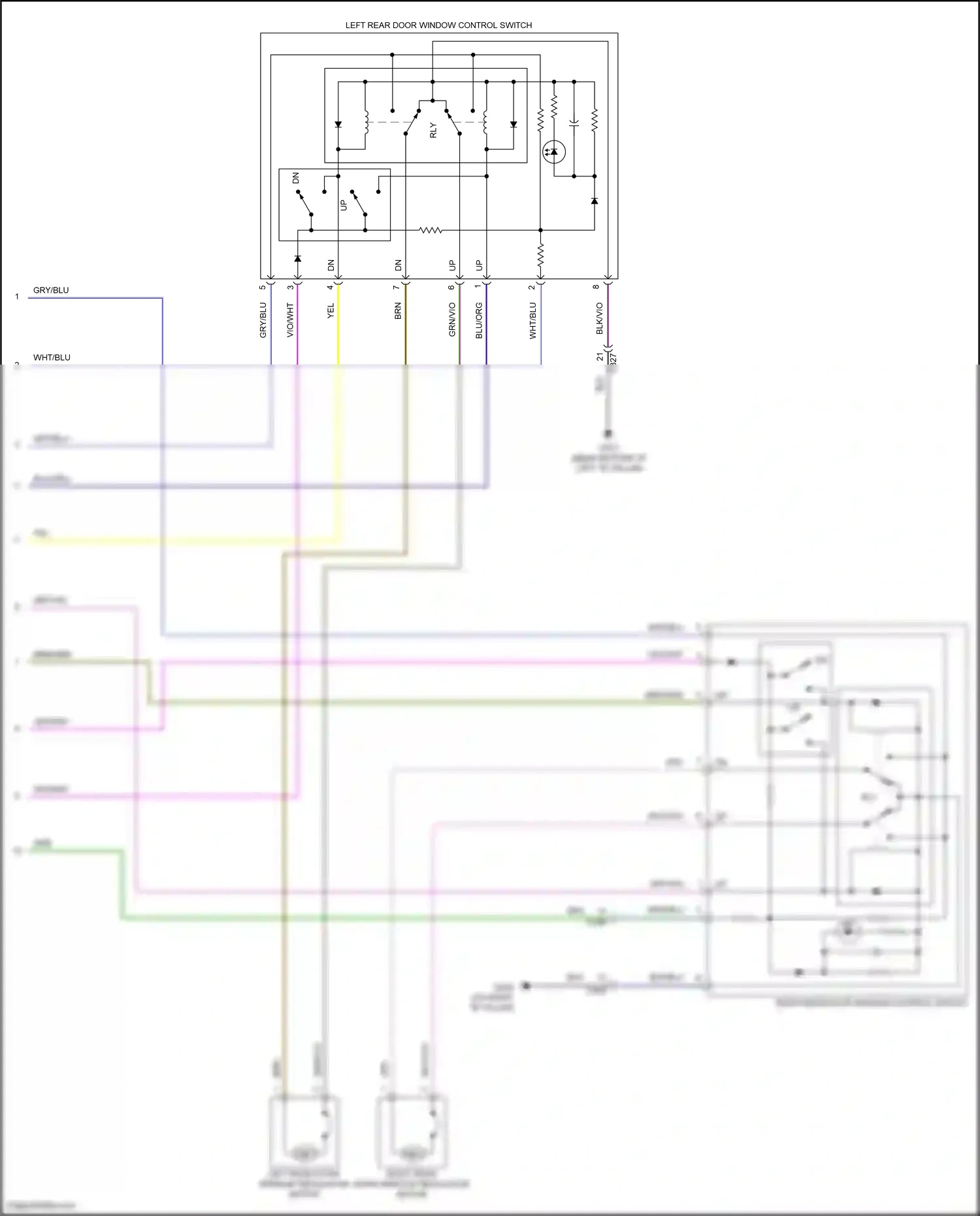 Ford Explorer VI facelift (2022-2024) left rear door window control switch wiring diagram  (4 of 4)