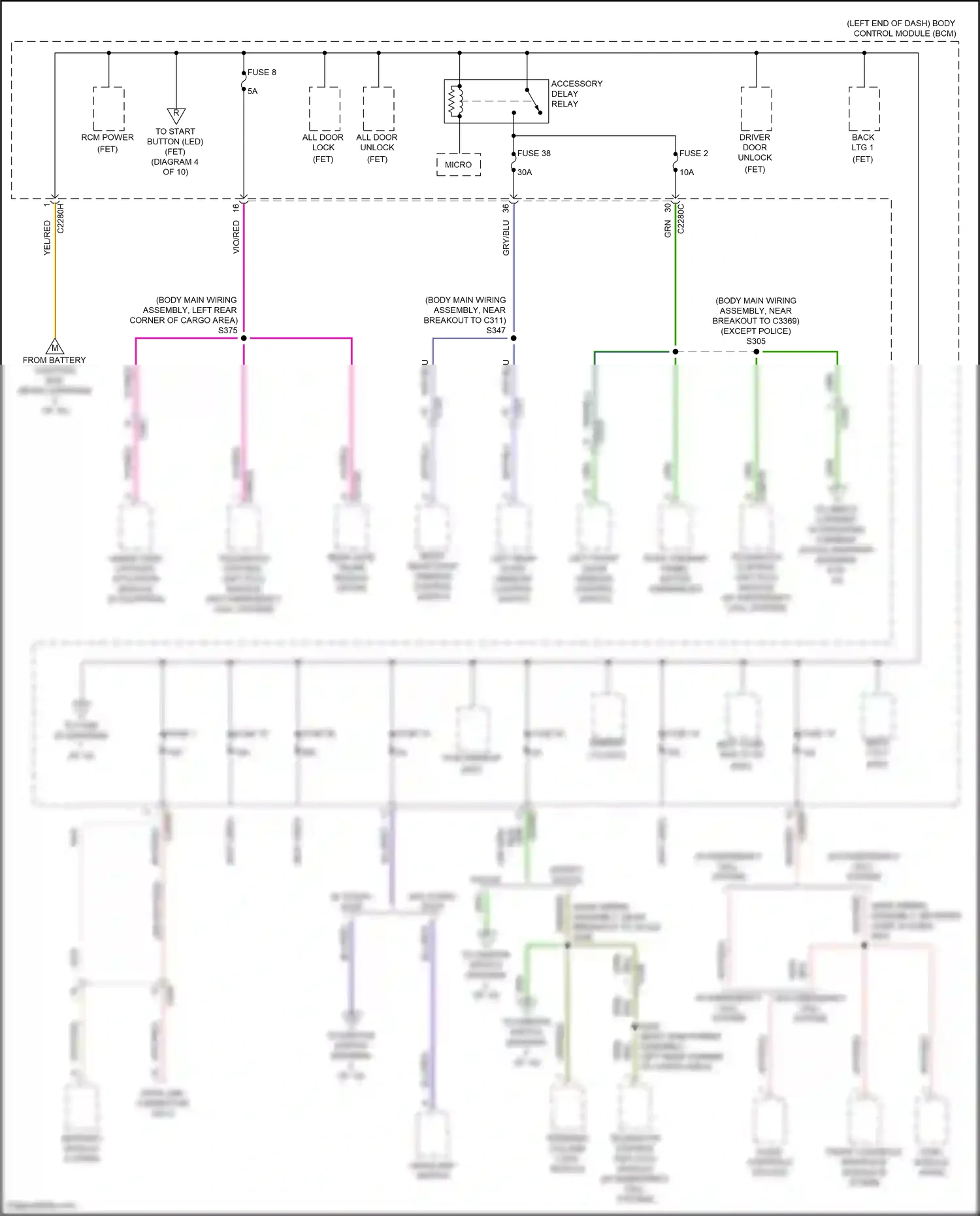 Ford Explorer VI facelift (2022-2024) left rear door window control switch wiring diagram  (3 of 4)