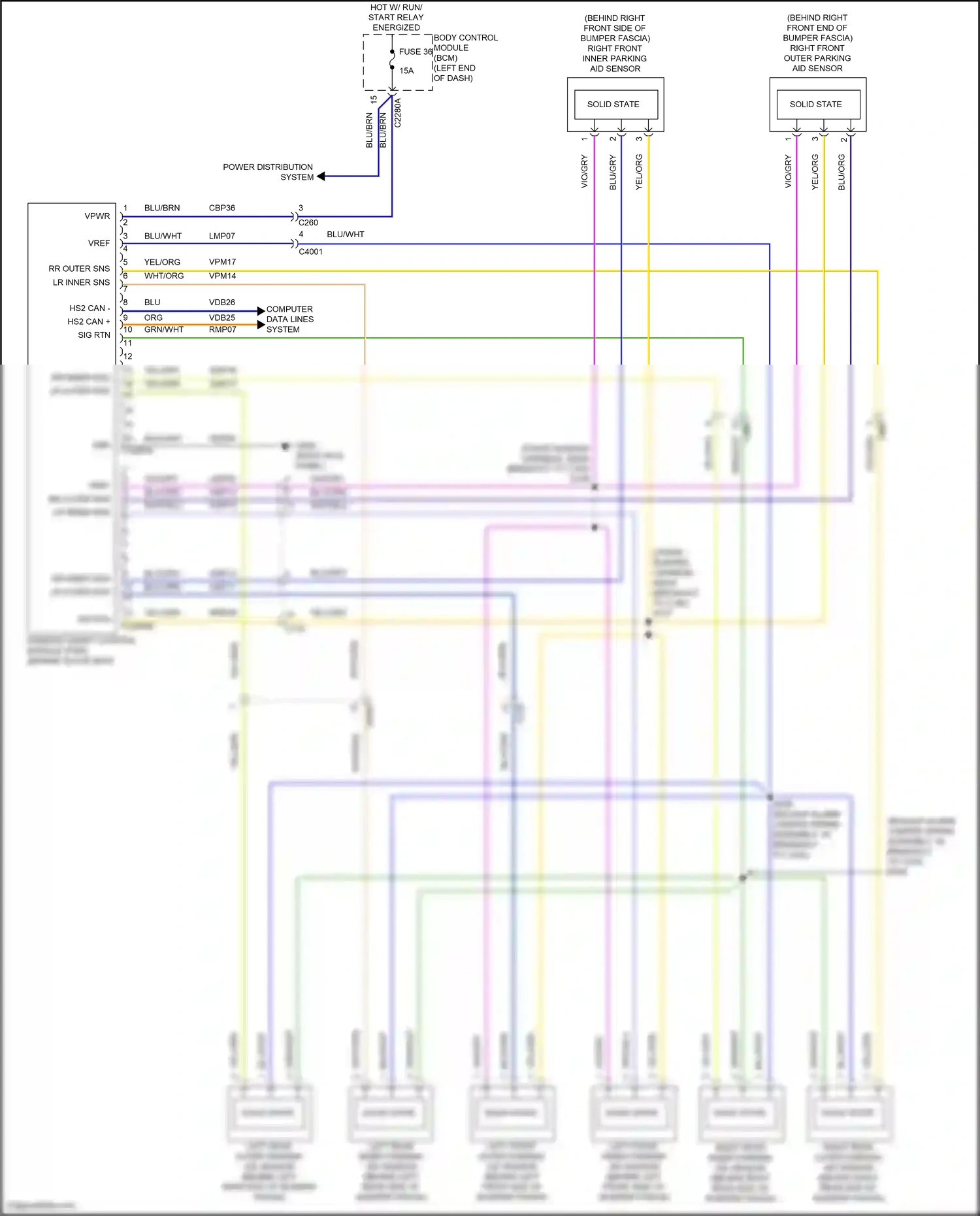 Ford Explorer VI facelift (2022-2024) left rear outer parking aid sensor wiring diagram  (2 of 2)