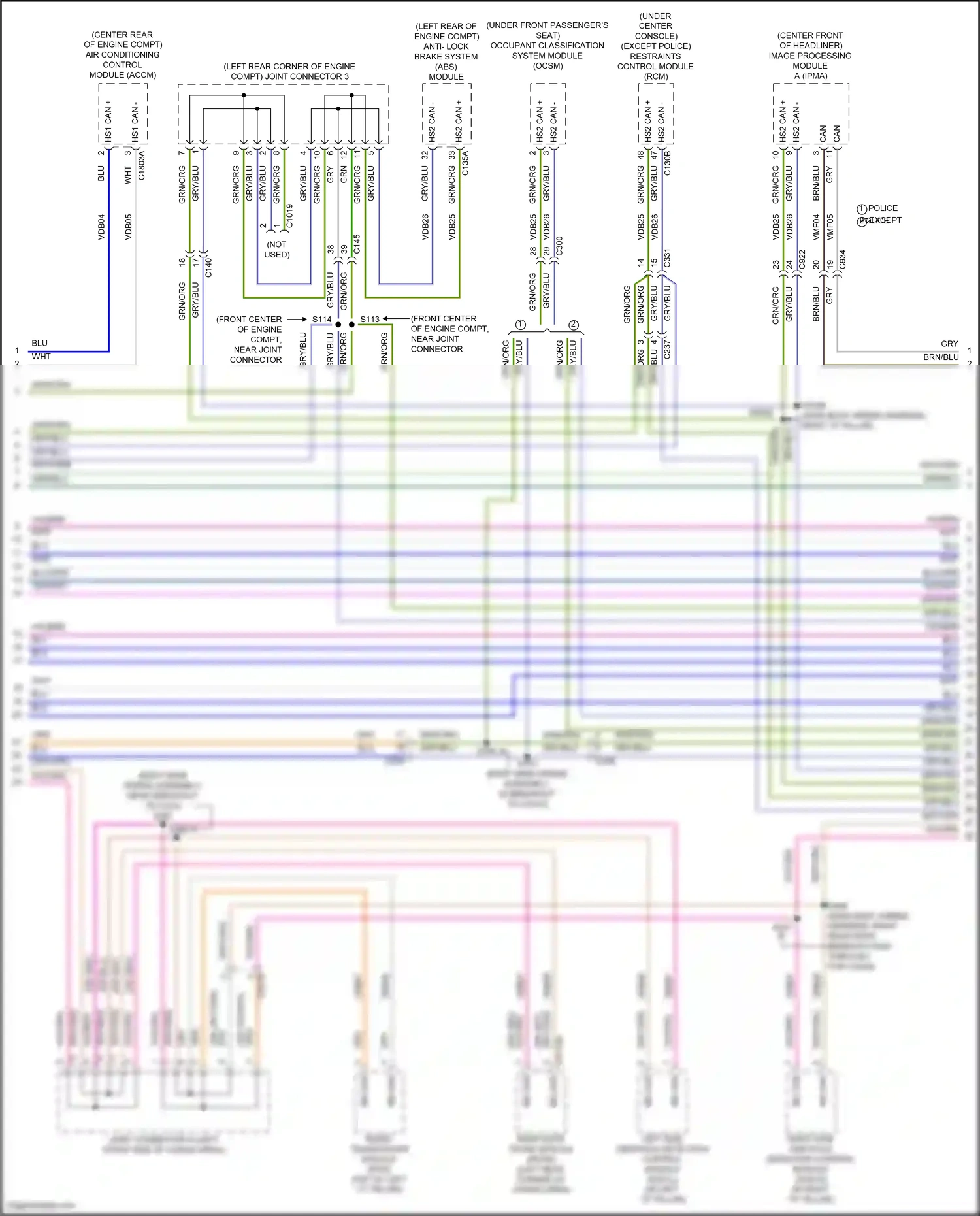 Ford Explorer VI facelift (2022-2024) occupant classification system module (ocsm) wiring diagram  (1 of 2)