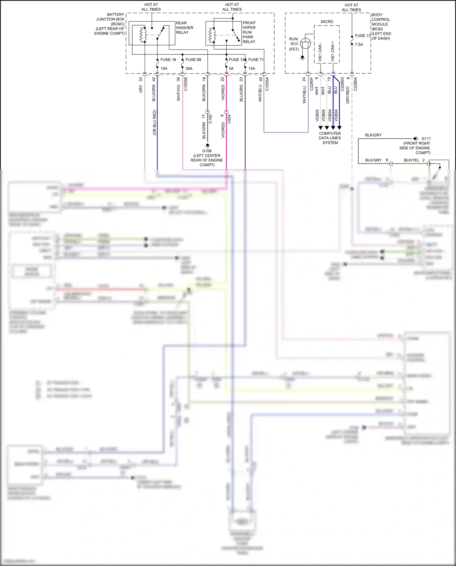 Wiring diagram windshield washer pump for Ford Explorer VI facelift (2022-2024) (1 of 1)