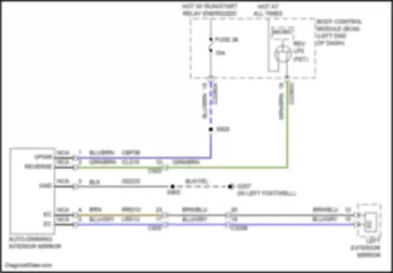 Explorer Ford VI (2019-2024): Electrochromic mirror circuit, except police