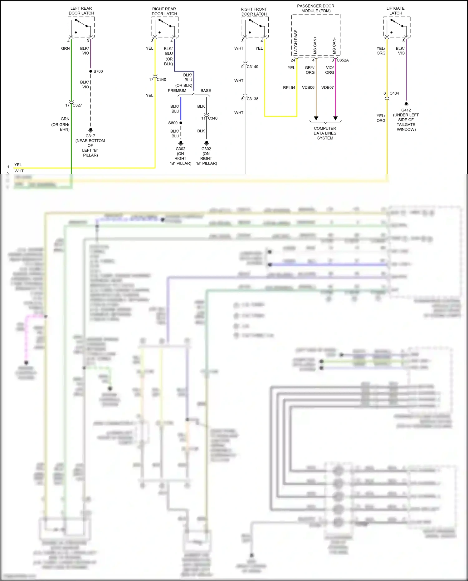 Ford Explorer VI (2019-2024) latch pass wiring diagram  (4 of 5)