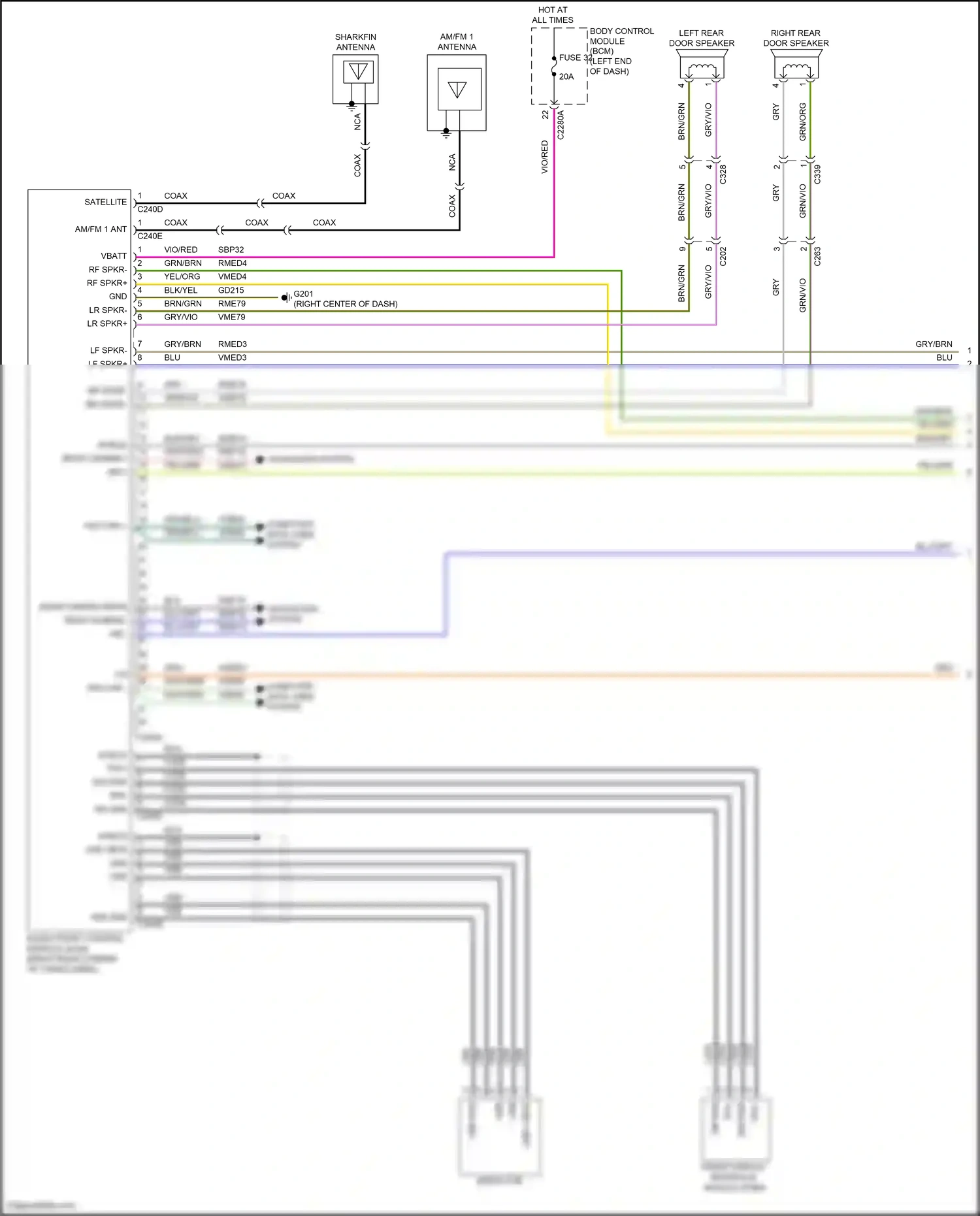 Wiring diagram rear camera for Ford Explorer VI (2019-2024) (1 of 2)