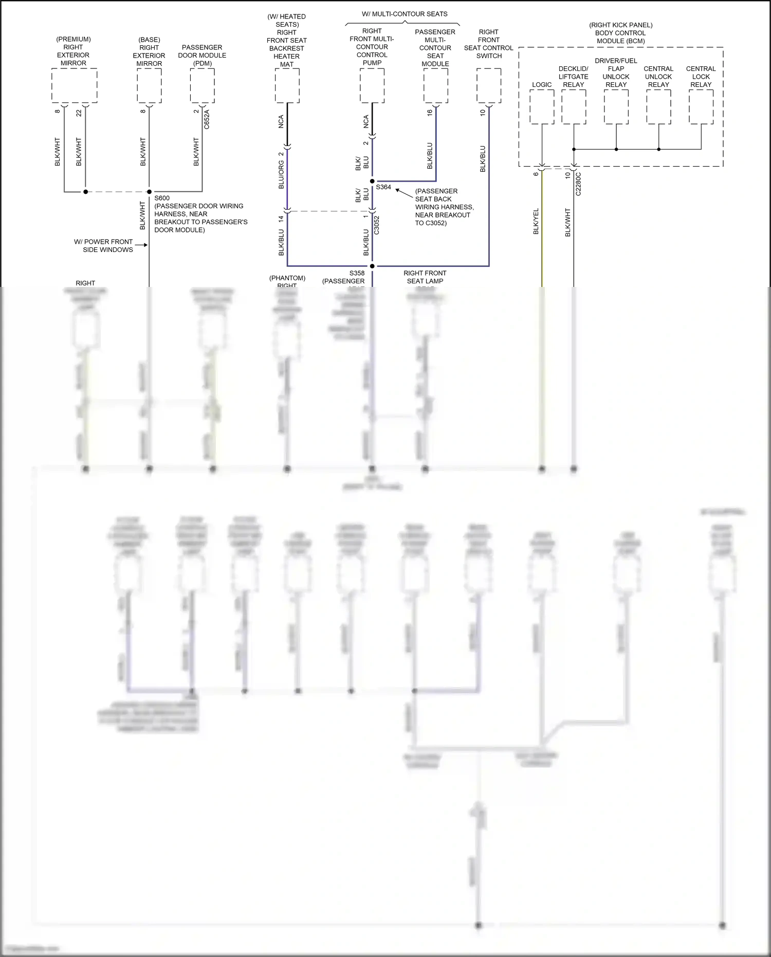 Wiring diagram right front seat control switch for Ford F-150 XIII facelift (2017-2020) (1 of 3)