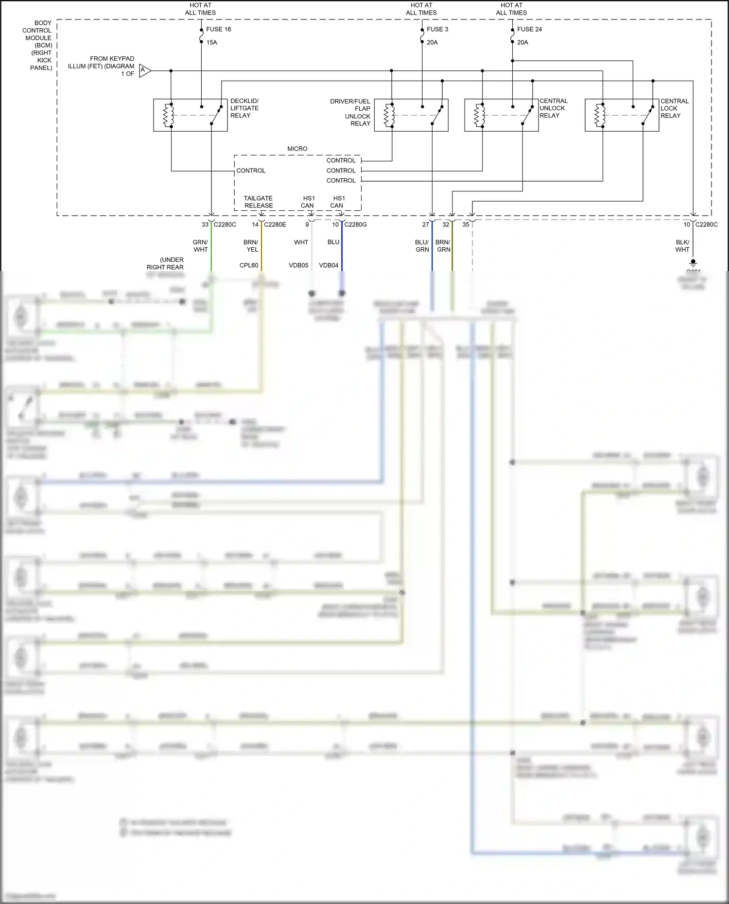 Wiring diagram tailgate release actuator for Ford F-150 XIII facelift (2017-2020) (1 of 1)