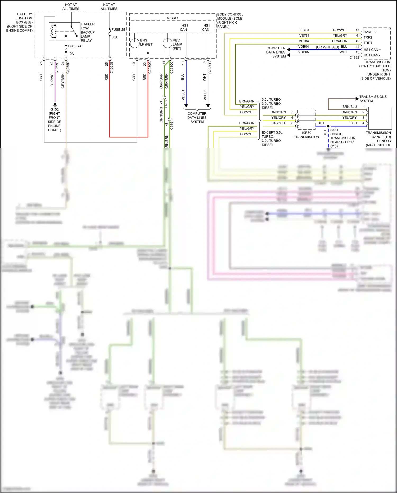 Wiring diagram transmissions system for Ford F-150 XIII facelift (2017-2020) (1 of 8)