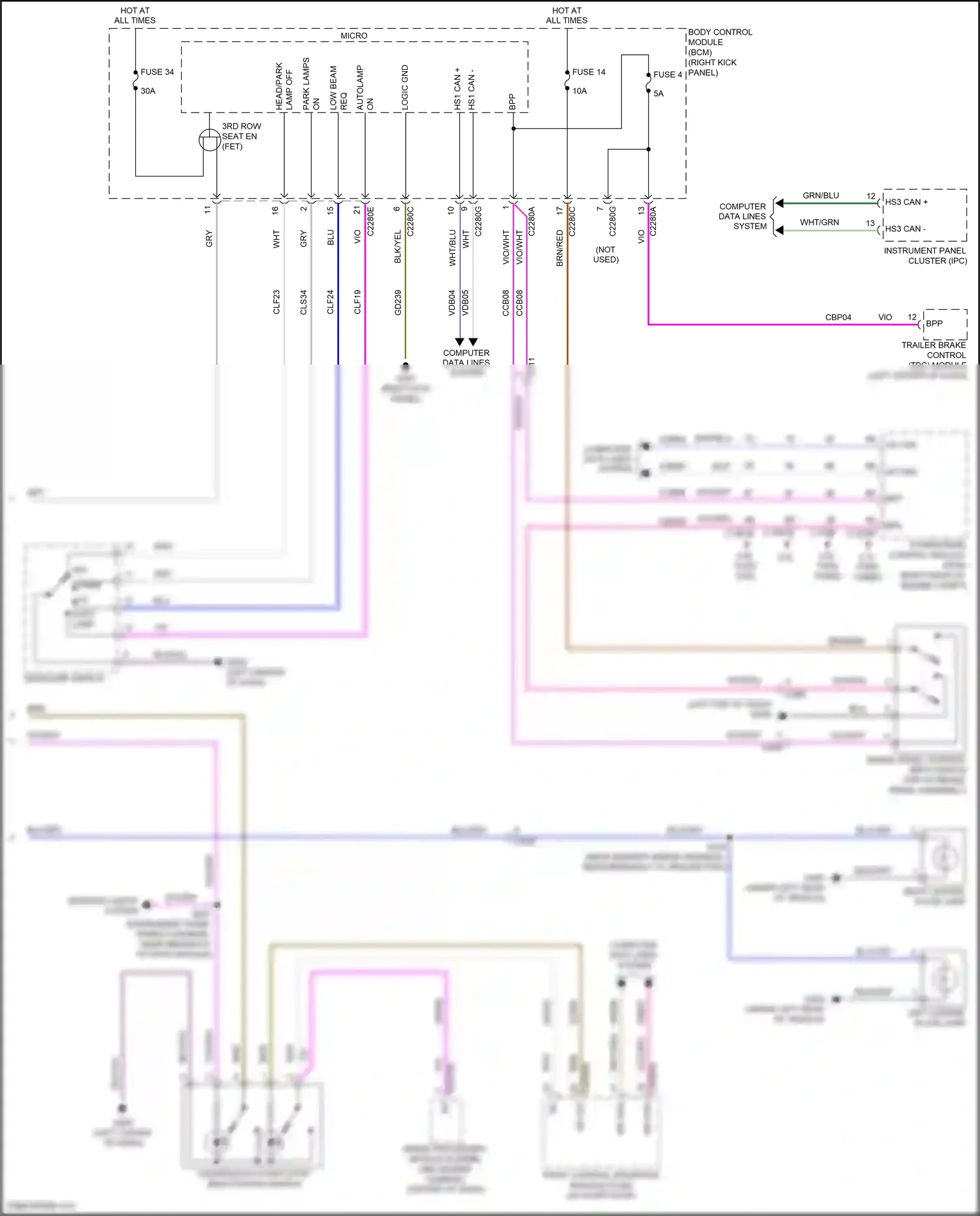 Wiring diagram hazard/auto-start-stop deactivation switch for Ford F-150 XIII (2014-2018) (1 of 6)
