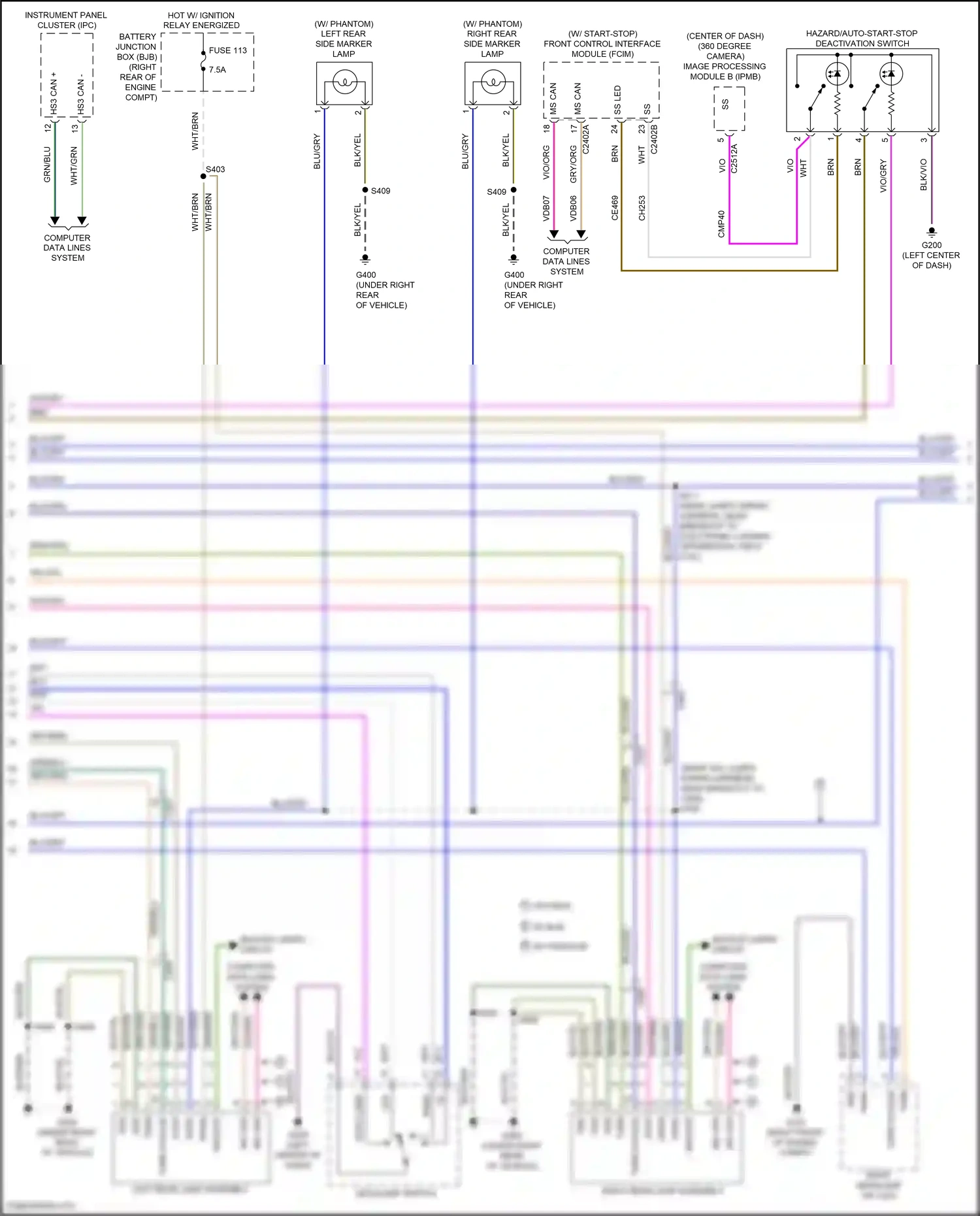Wiring diagram hazard/auto-start-stop deactivation switch for Ford F-150 XIII (2014-2018) (2 of 6)