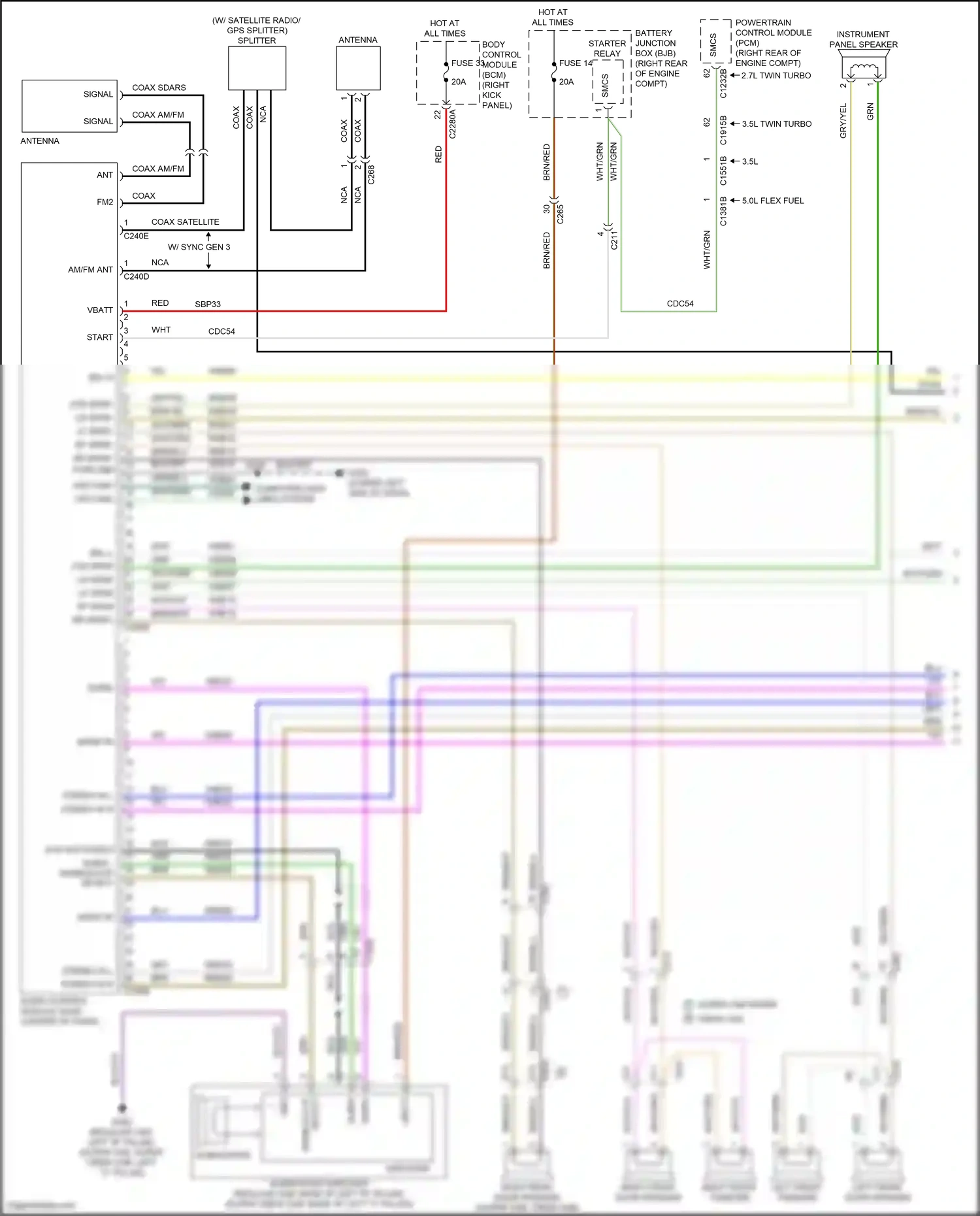 Wiring diagram instrument panel speaker for Ford F-150 XIII (2014-2018) (2 of 7)