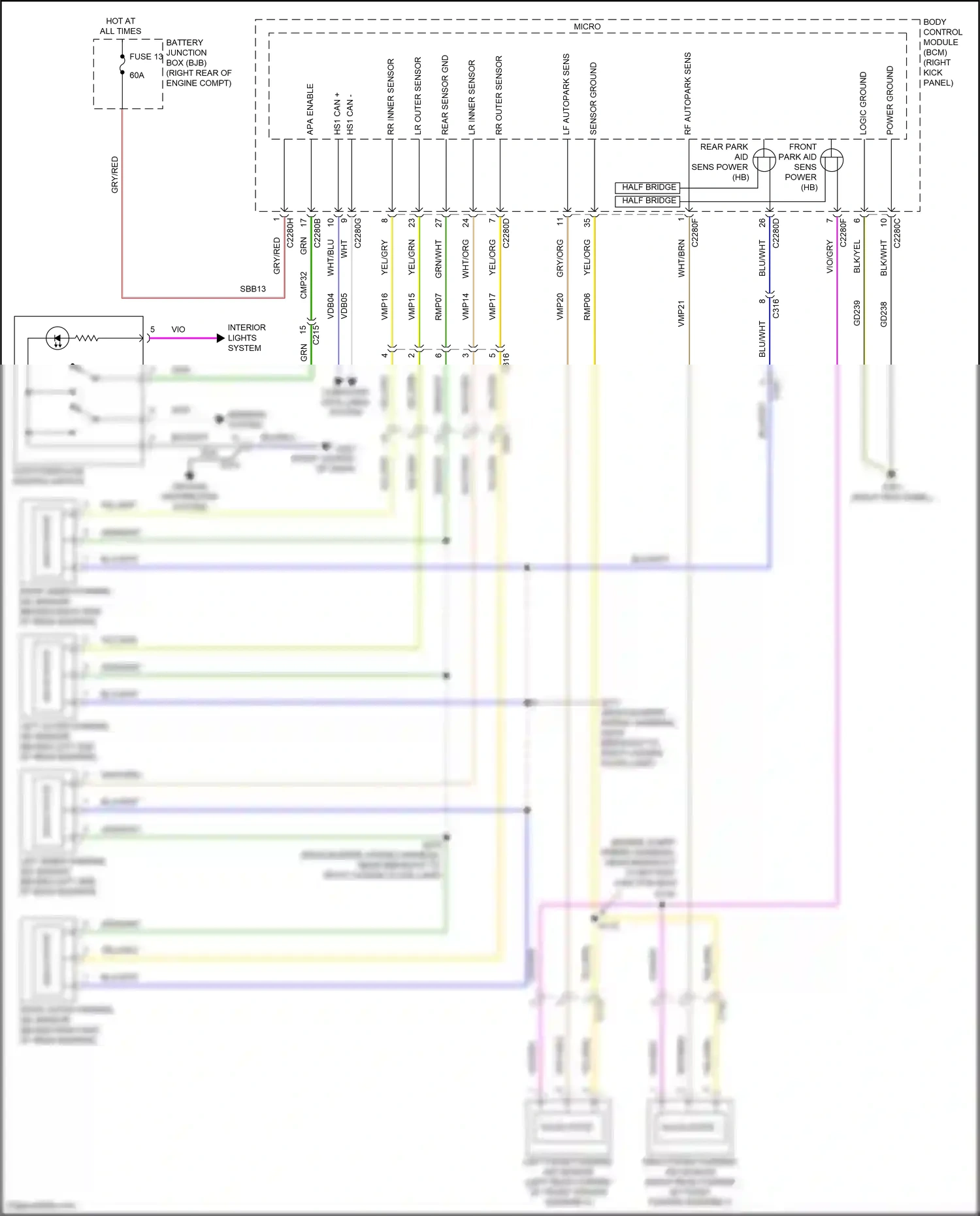 Wiring diagram mirrors system for Ford F-150 XIII (2014-2018) (3 of 5)