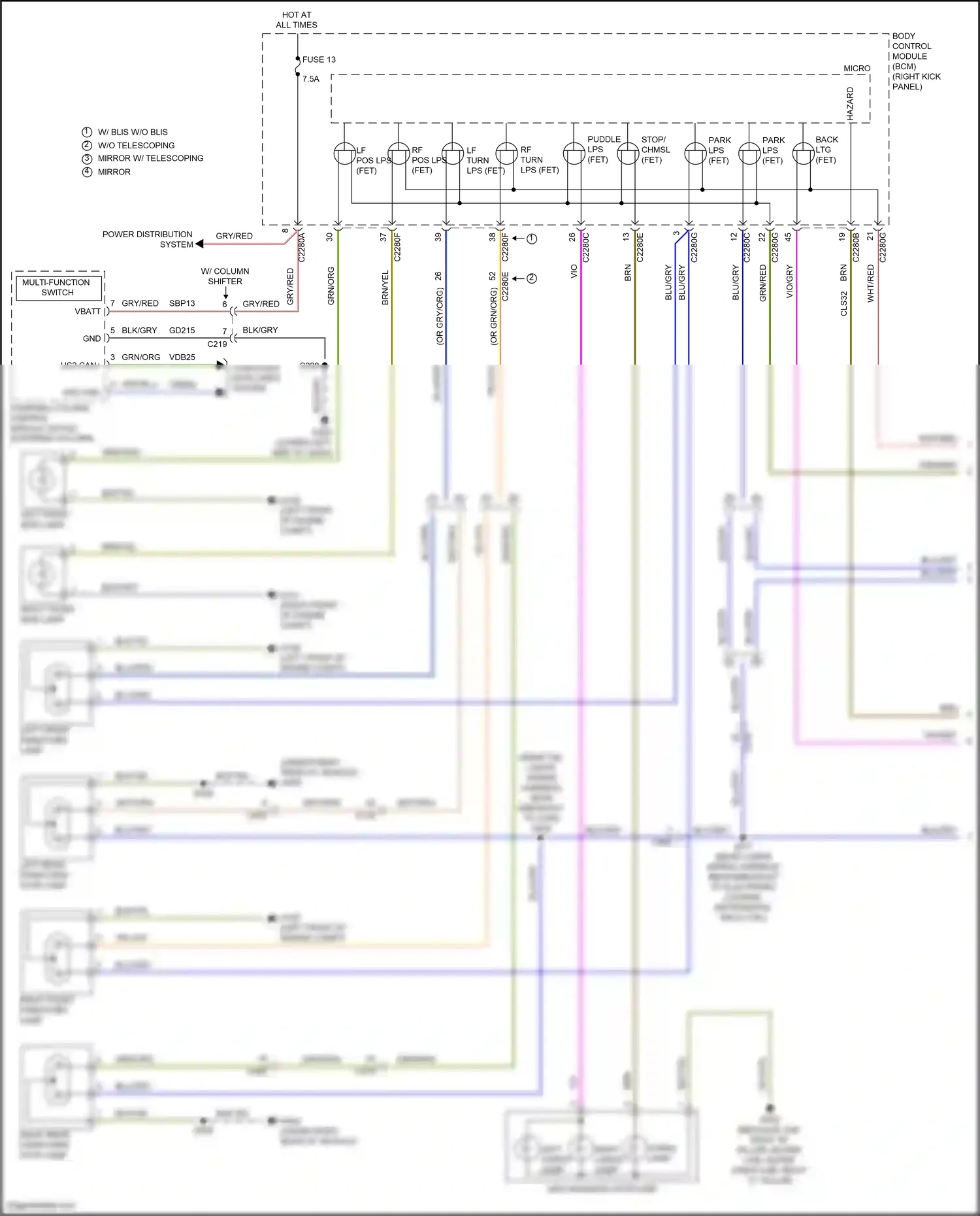 Wiring diagram multi- function switch for Ford F-150 XIII (2014-2018) (3 of 8)