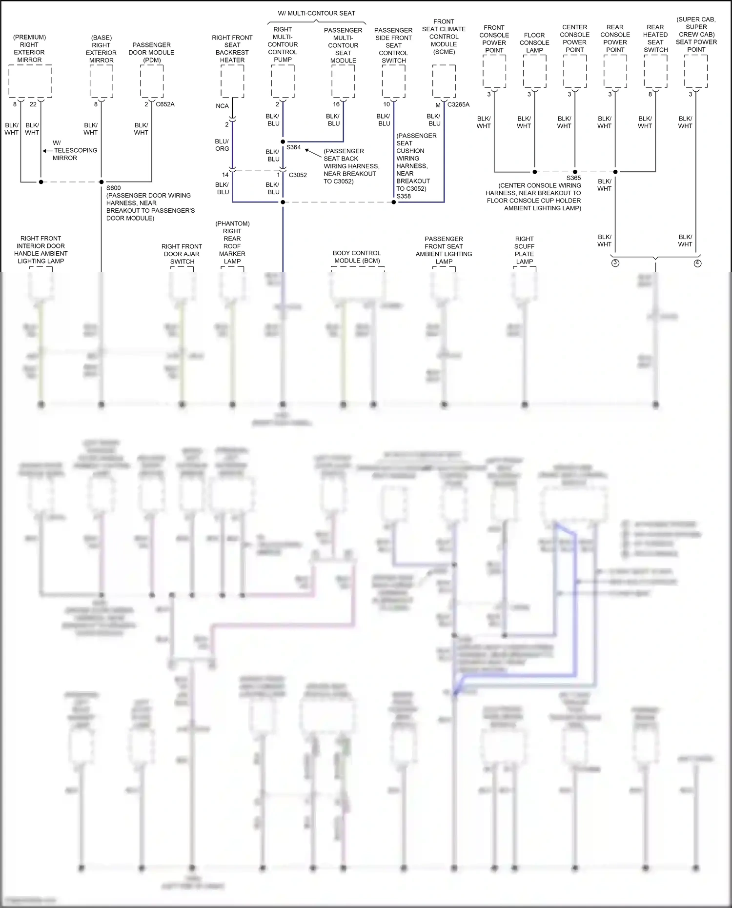 Wiring diagram passenger side front seat control switch for Ford F-150 XIII (2014-2018) (1 of 3)