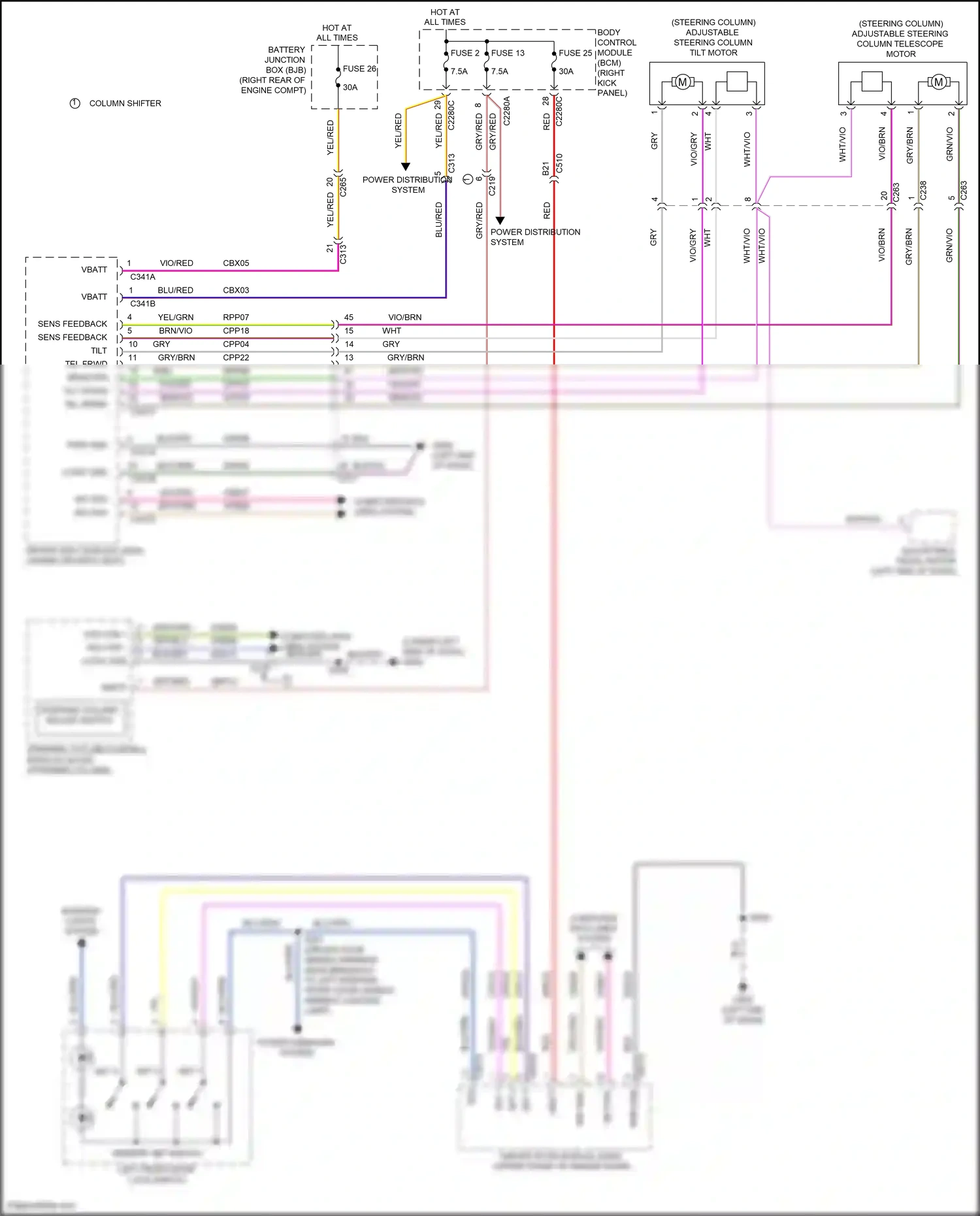 Wiring diagram steering column adjust switch for Ford F-150 XIII (2014-2018) (1 of 1)