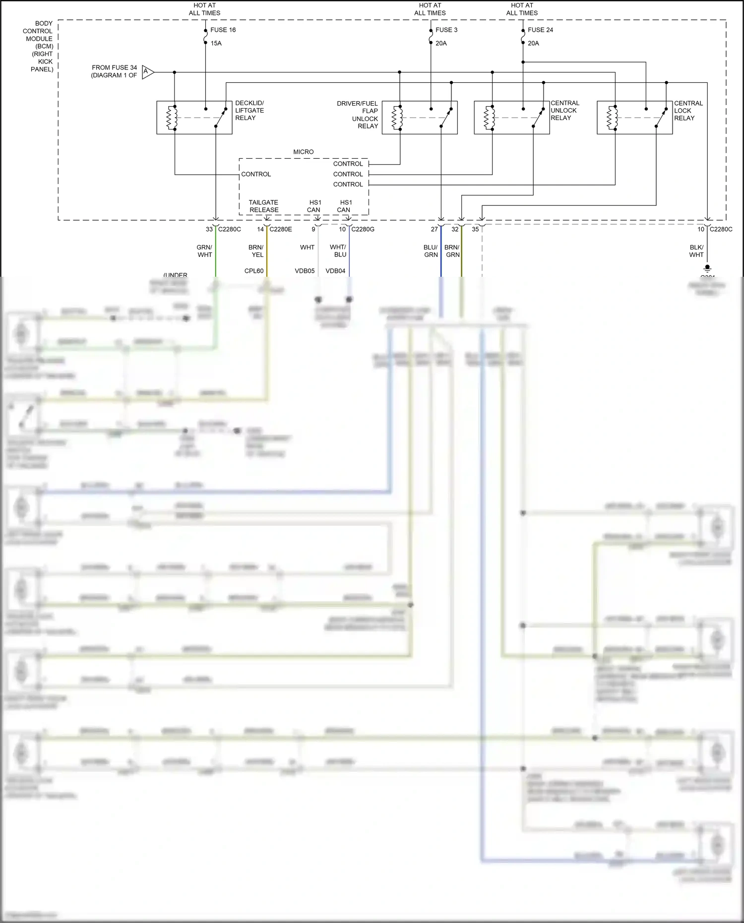 Wiring diagram tailgate release switch for Ford F-150 XIII (2014-2018) (1 of 4)