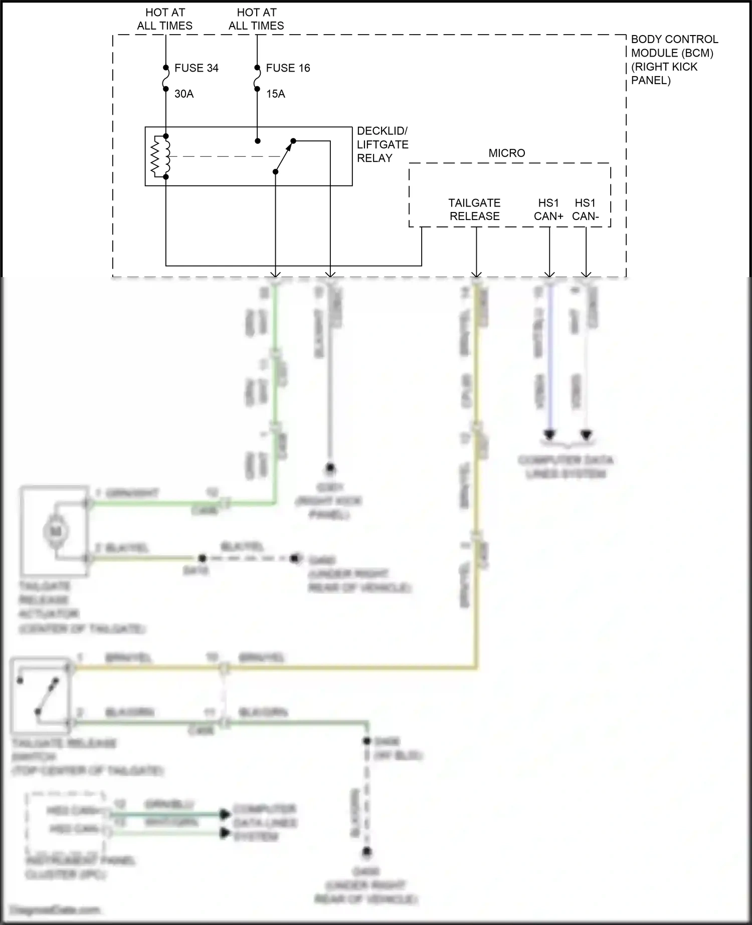 Wiring diagram tailgate release switch for Ford F-150 XIII (2014-2018) (4 of 4)