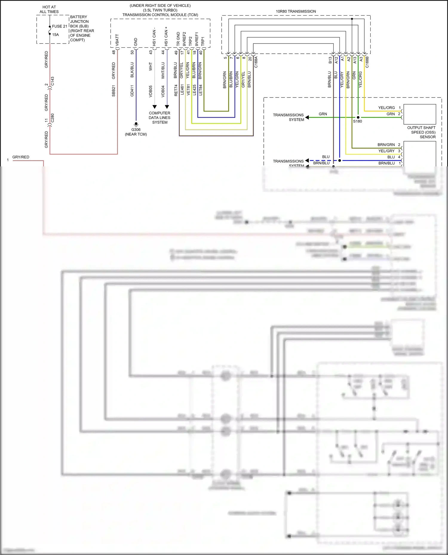 Wiring diagram transmissions system for Ford F-150 XIII (2014-2018) (1 of 3)